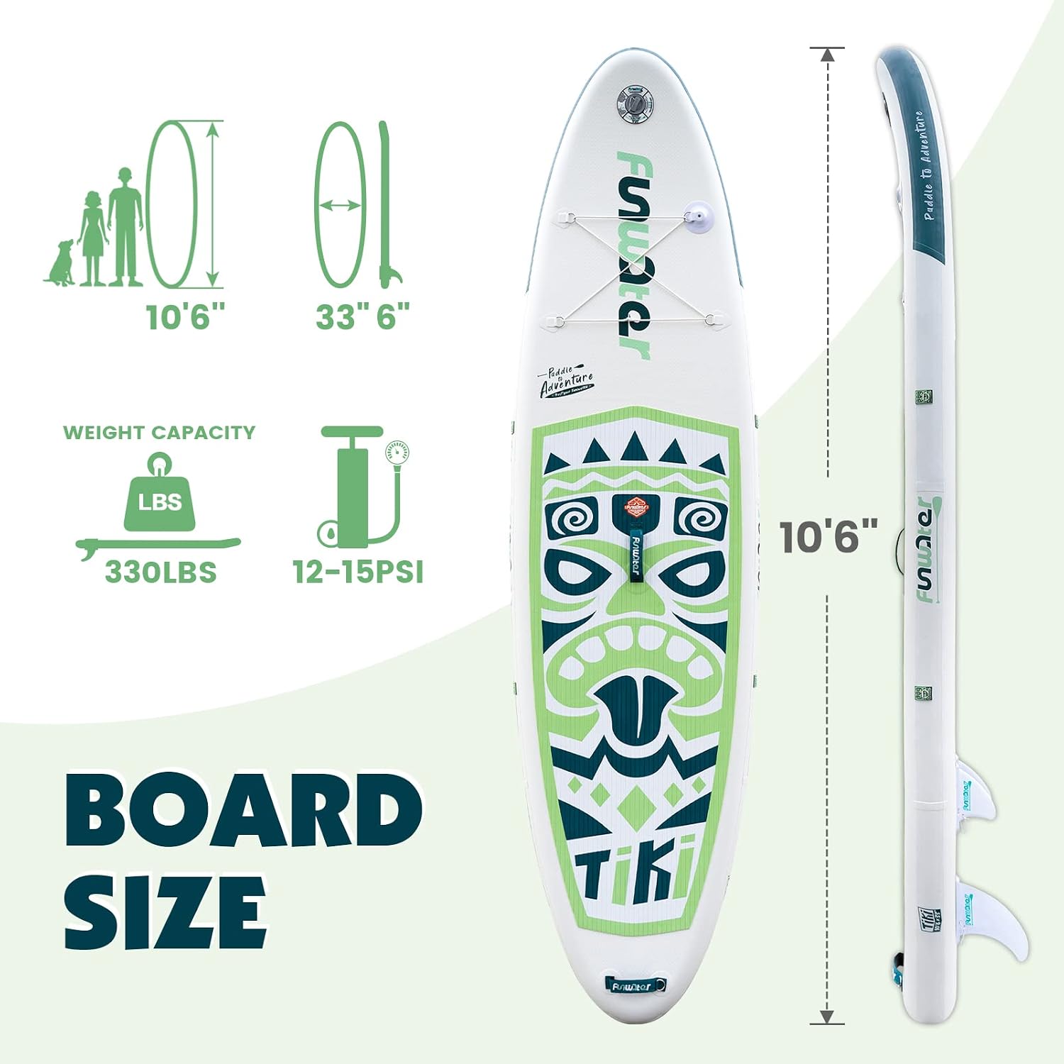 FunWater Inflatable Ultra-Light (17.6lbs) SUP for All Skill Levels Everything Included with Stand Up Paddle Board, Adj Paddle, Pump, ISUP Travel Backpack, Leash, Waterproof Bag