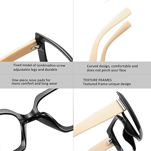 Miniatura 6 de bullabulling Lentes de lectura cuadrados retro con bloqueo de luz azul para mujeres y hombres, de gran tamaño, antirreflejos, lentes UV
