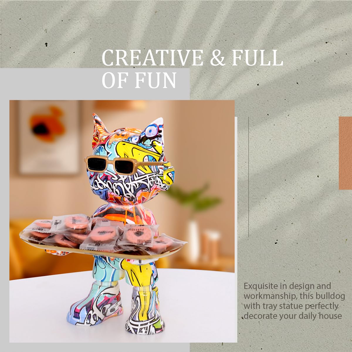 Veronese Design Figurine de bouledogue français noir assis sur les pattes arrière en résine peinte à la main 10,4 cm Veronese Design Figurine de bouledogue français noir assis sur les pattes arrière en résine peinte à la main 10,4 cm