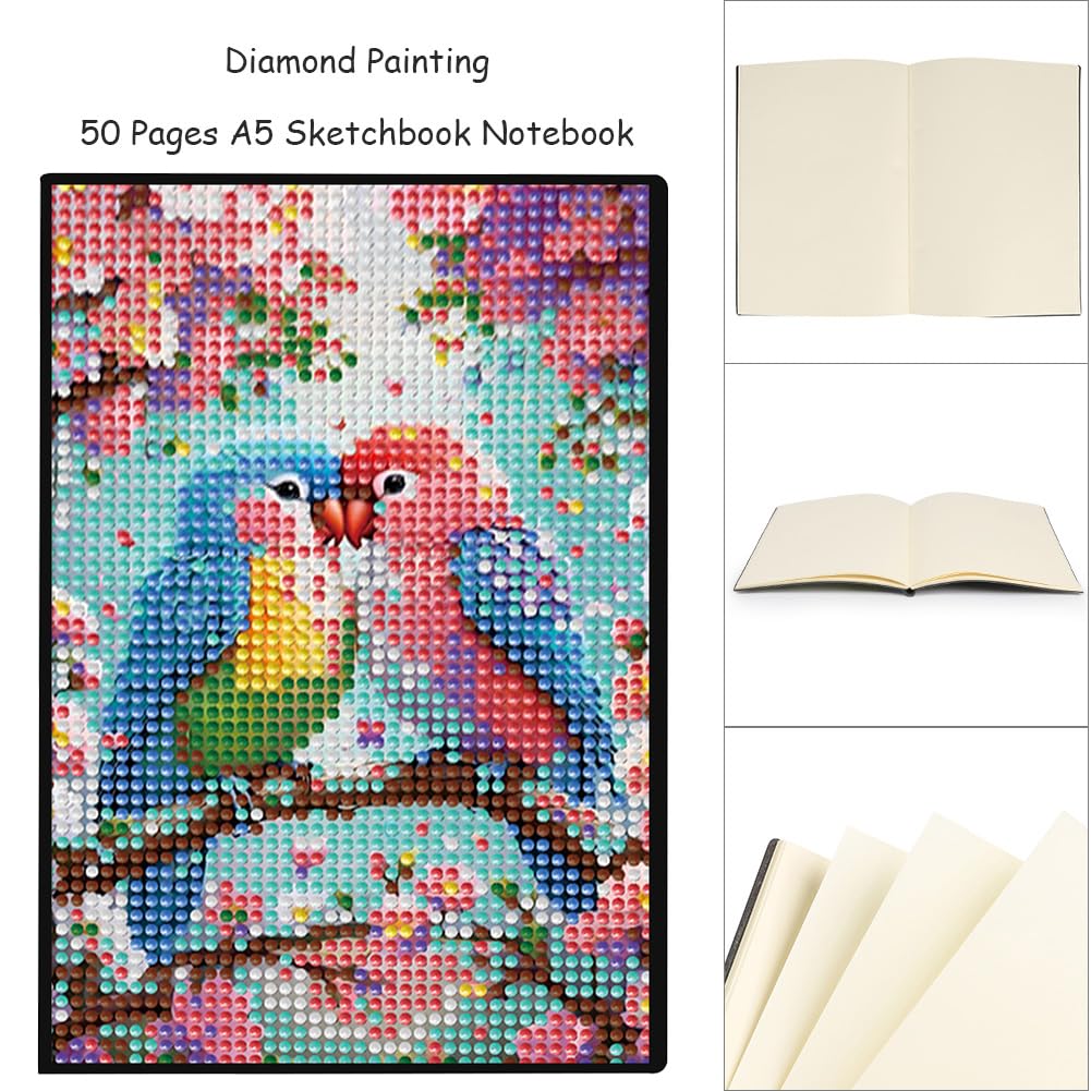 5D-Diamant-Kunst-Gemälde zum Selbermachen – Papagei-Kristall-Notizblock &