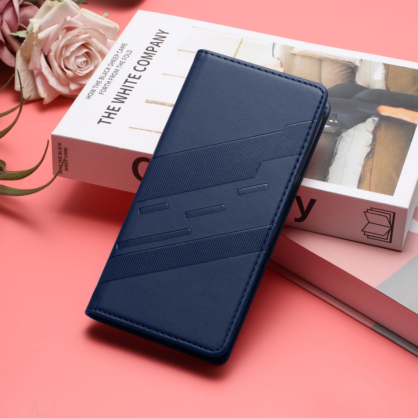 Cover Custodia Folio in Pelle per Motorola Moto G06 4G, Premium PU/TPU Pelle Flip Antiurto Wallet Case, con Supporto & Porta Carta. Blu scuro