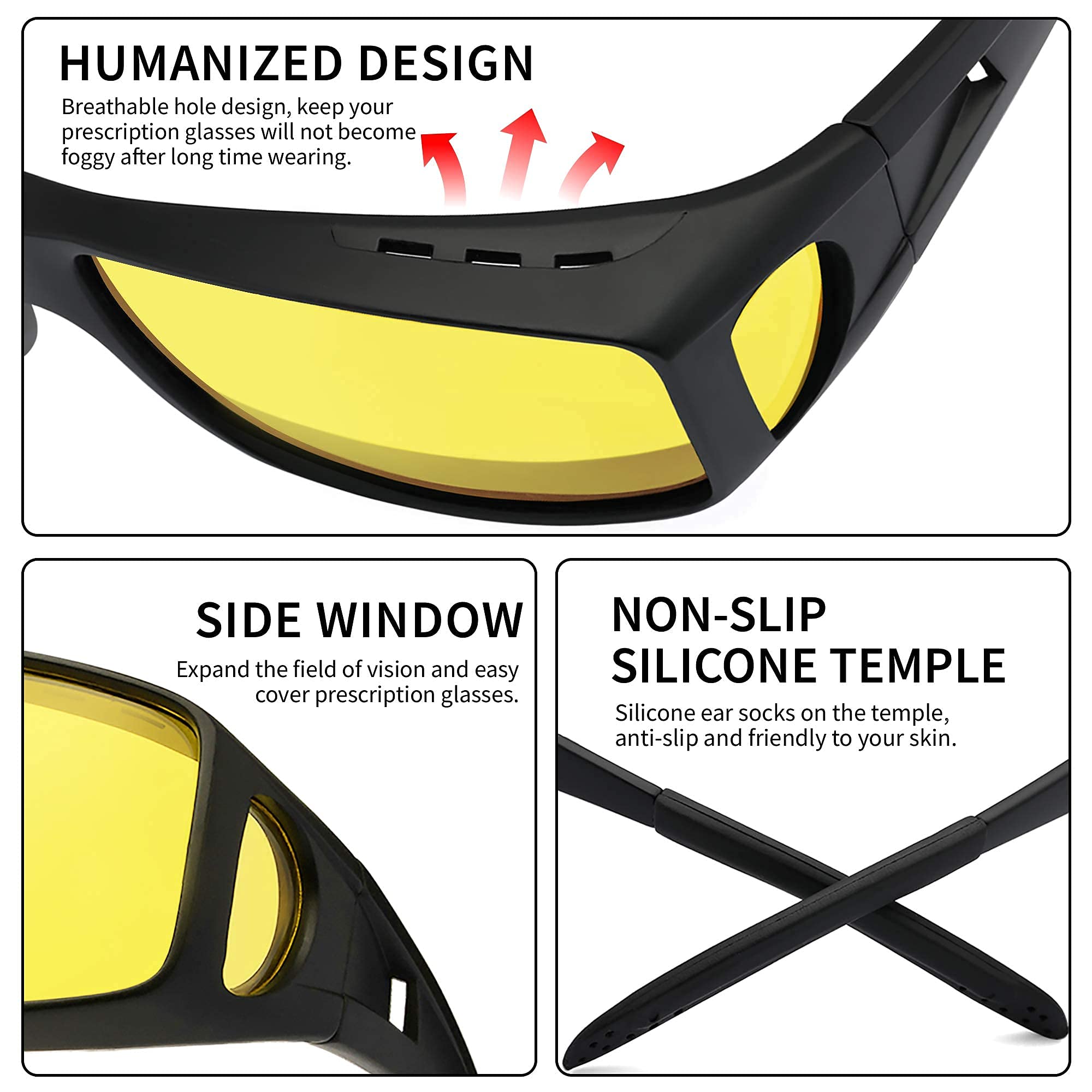 Night Driving Glasses Fit Over Prescription Glasses Anti Glare