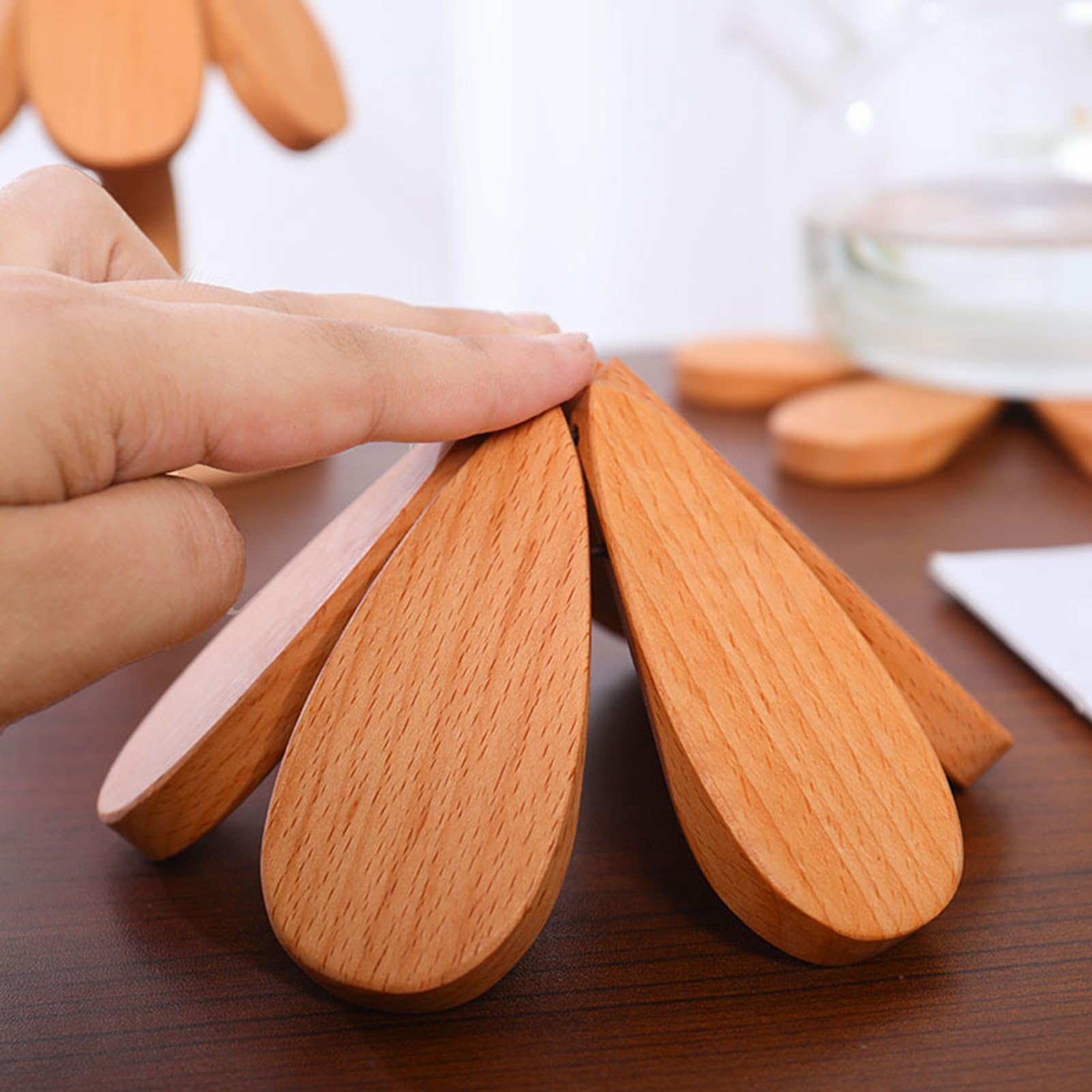 -Untersetzer-Set aus Holz, Untersetzer Hitzebeständige Pads