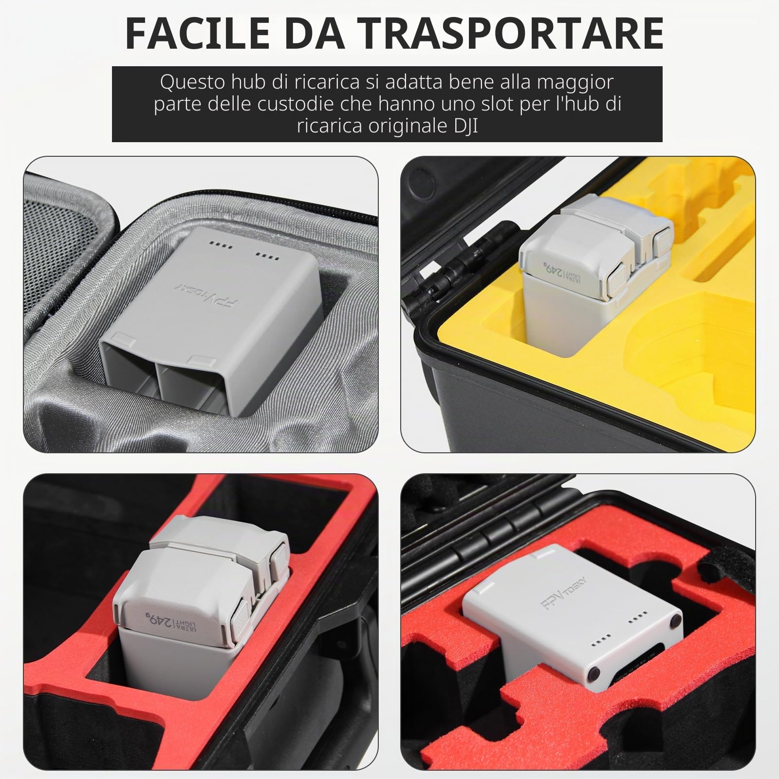 FPVtosky Caricabatterie per DJI Mini 5 Pro/4/3Pro Accessori, Hub di ricarica batteria, stazione di ricarica batteria parallela（Batteria non inclusa）