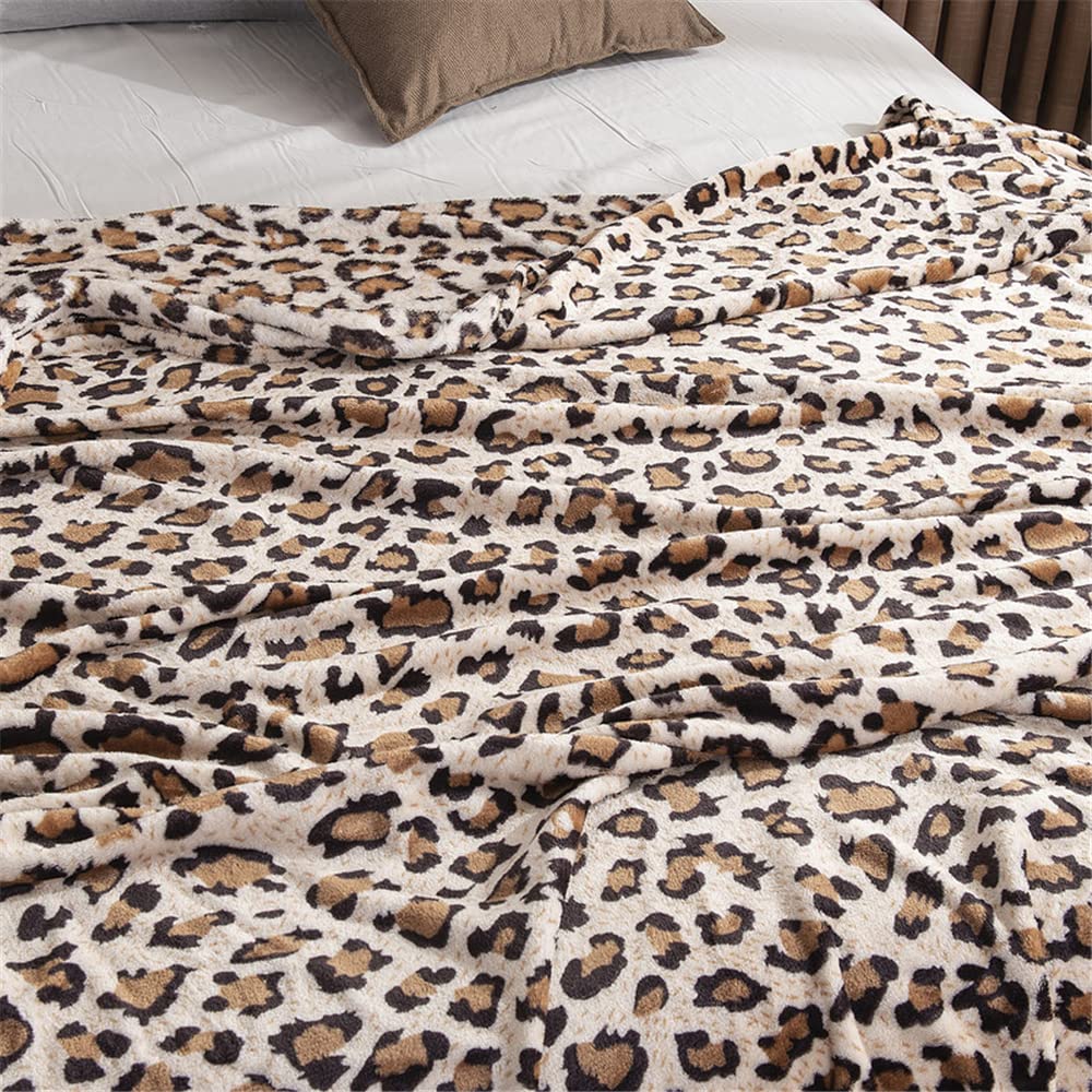 Couverture Flanelle Douce 100x120 Cm – Imprimé Léopard, Microfibre Chaude Pour Canapé, Lit, Voyage, Toutes Saisons