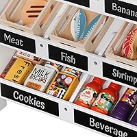 Vista 8 de Juego de tienda de comestibles para niños, tienda de juegos de simulación y carrito de compras de supermercado de madera con caja registradora