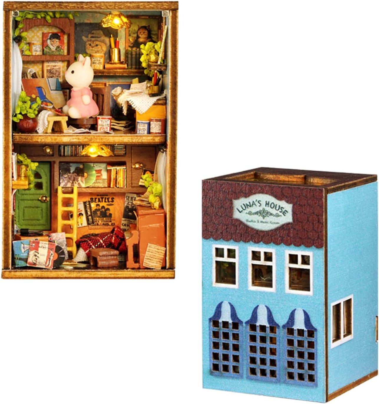 Flever Dollhouse Miniature DIY House Kit Creative Room with Furniture for Romantic Artwork Gift (Luna' s Apartment)