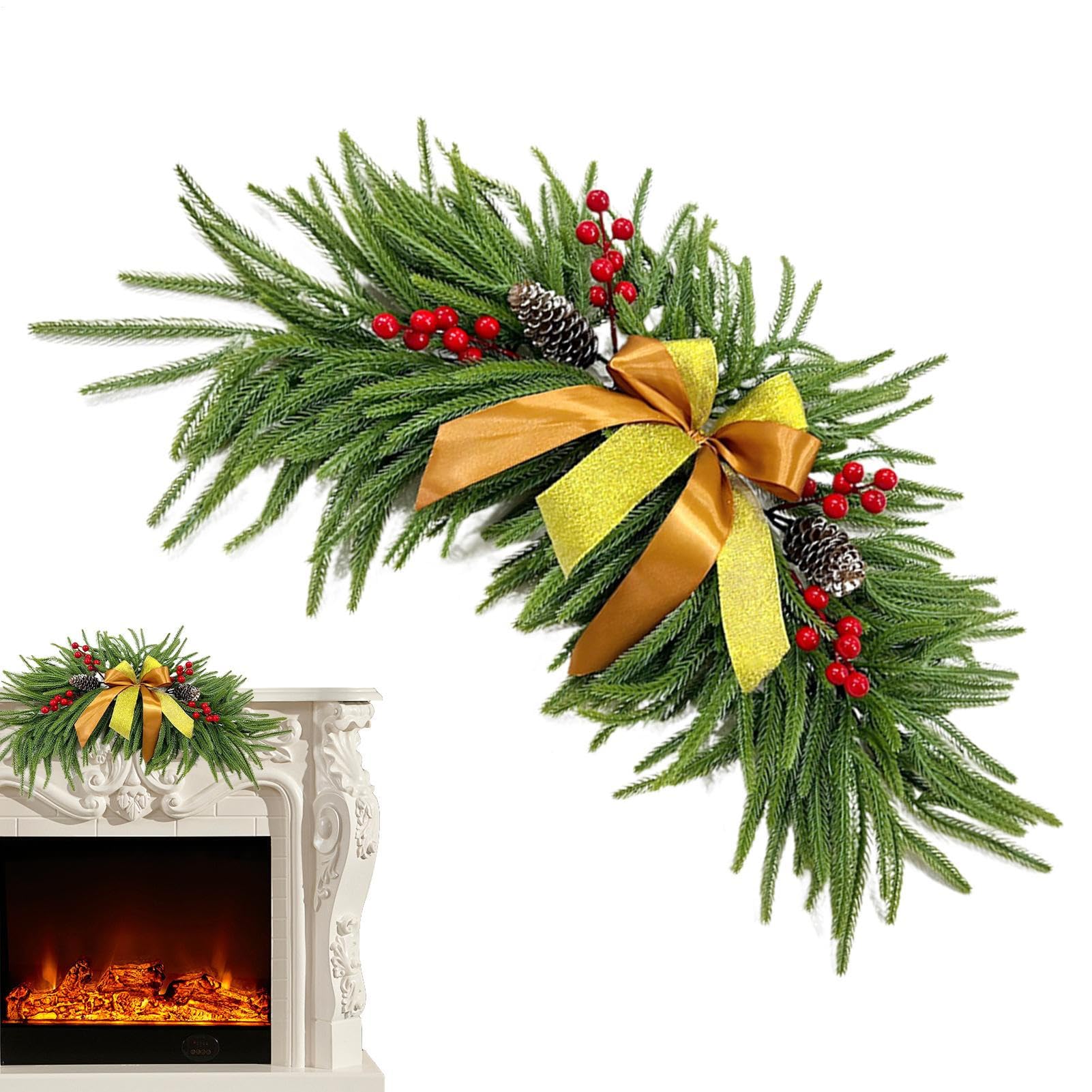 Couronne de Noël en faux pin 68cm pour sublimer votre cheminée