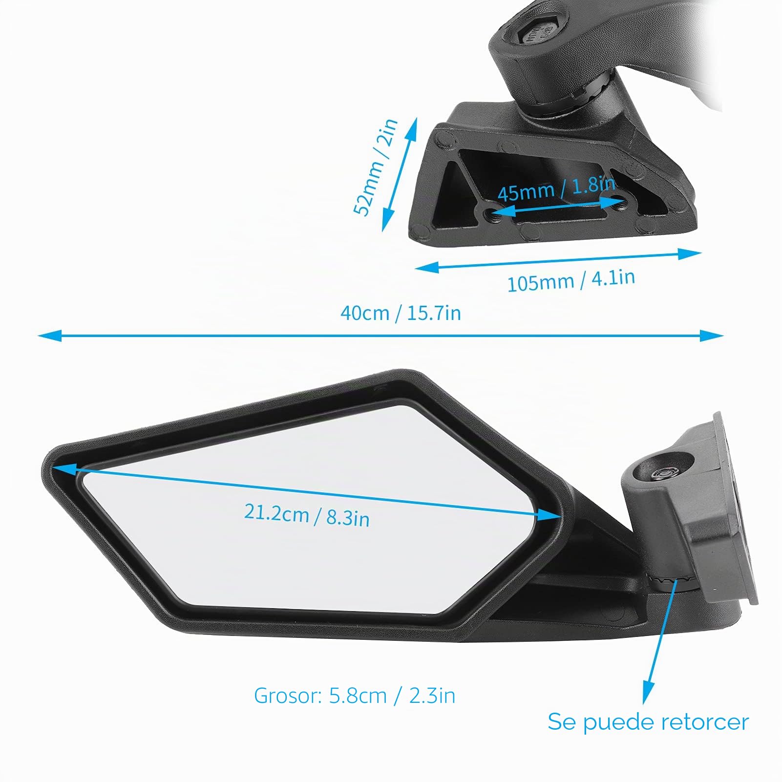 Espejo retrovisor lateral ajustable Espejos retrovisores Accesorio de repuesto adecuado para el espejo UTV Can-Am Maverick X3