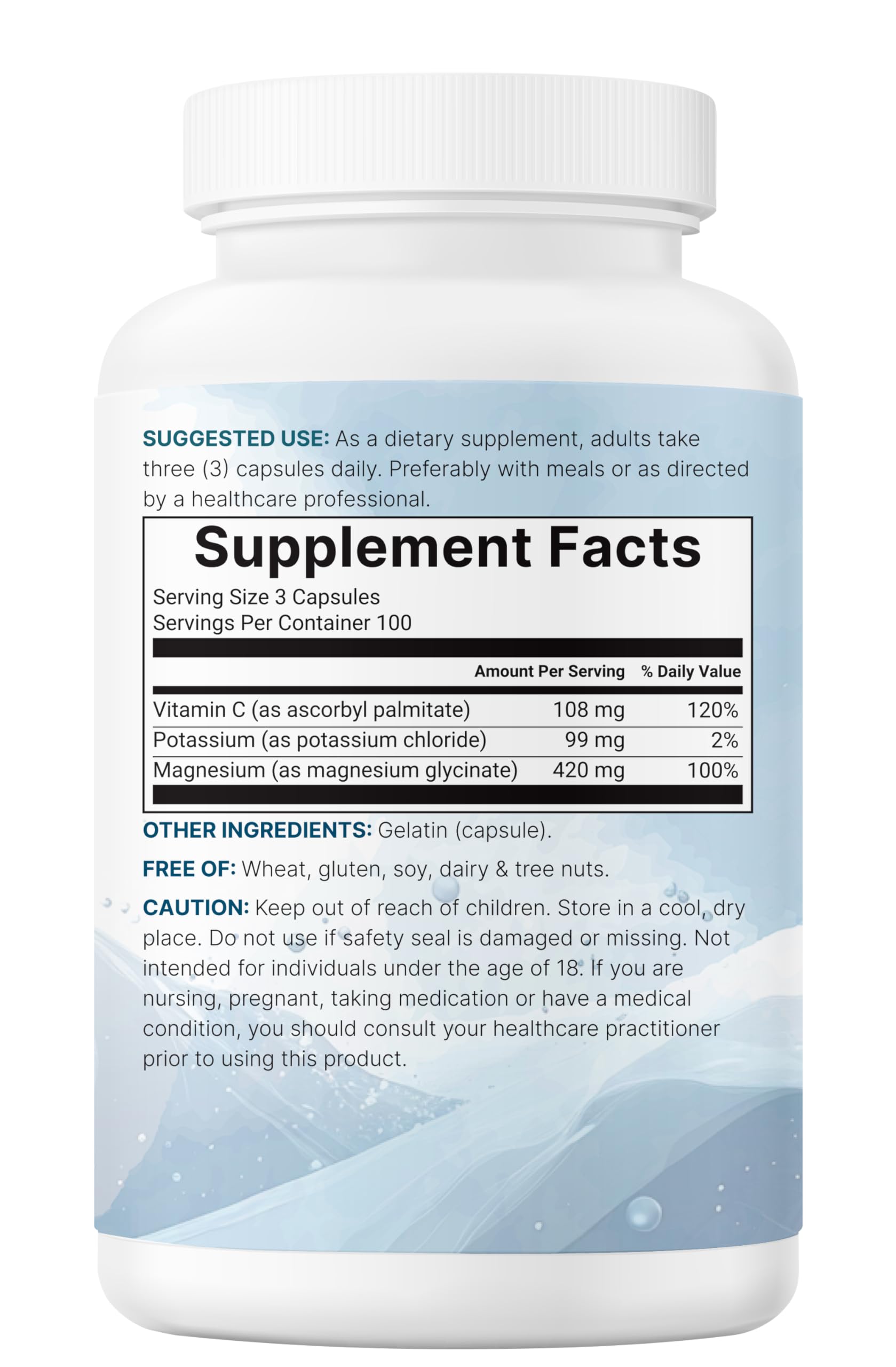 ﻿Pure Potassium Supplement with Magnesium Glycinate, 300 Capsules | Enhanced with Fat-Soluble Vitamin C | Chloride + Glycinate Mineral Electrolyte Complex | Only Active Ingredients | Filler Free — Amazon image 7