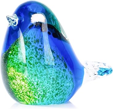 XMGZQ Hand Blown Glass Birds Figurines,Glass Animals Paper Weight,Modern Style Decorative Ornaments for Living Room,Bedroom,Farmhouse,Office Desktop,Bookshelf,Coffee Table,Cabinets,Bird Art Decor