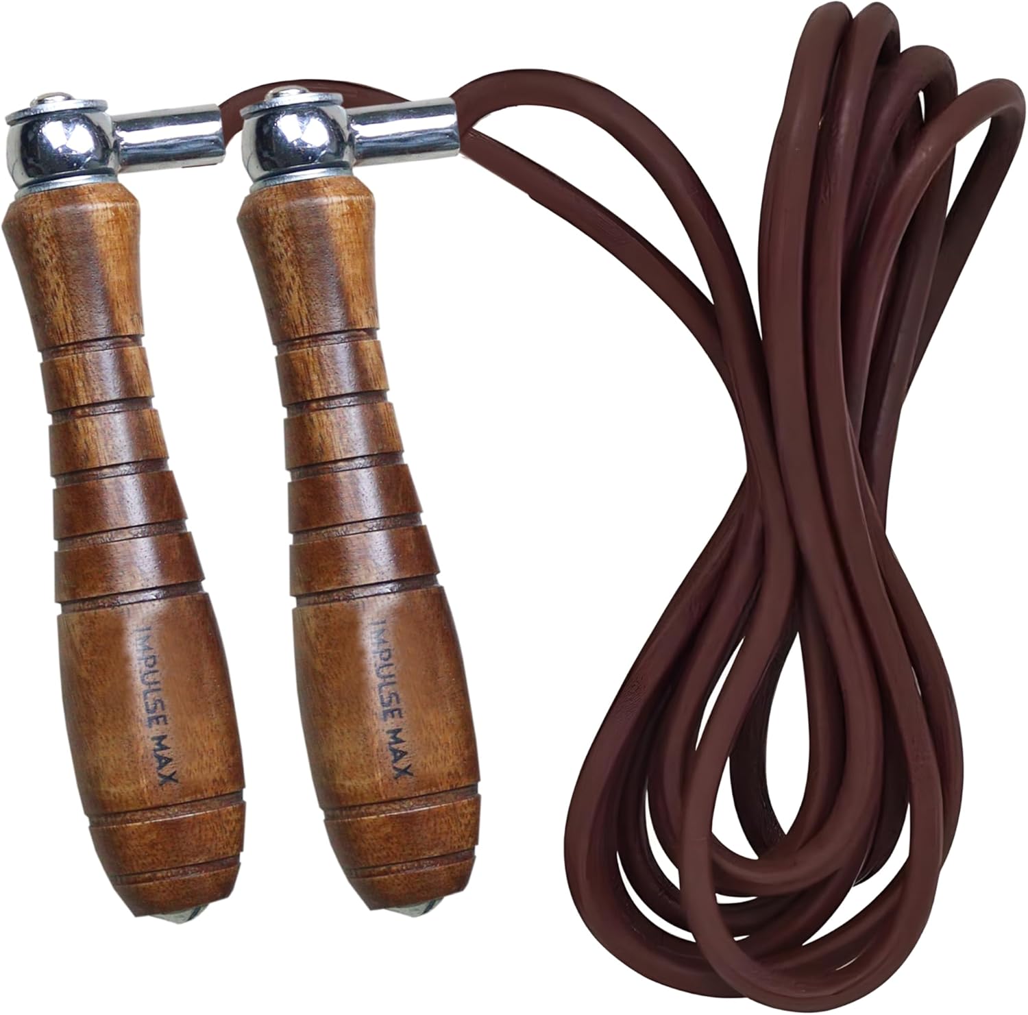 Leather Jump Rope with Wooden Weighted Handles – Workout Fitness, Exercise, Skipping Rope for Crossfit – Solid Wood, Leather, 118 Inches Total Length, 106 Inches Rope Length