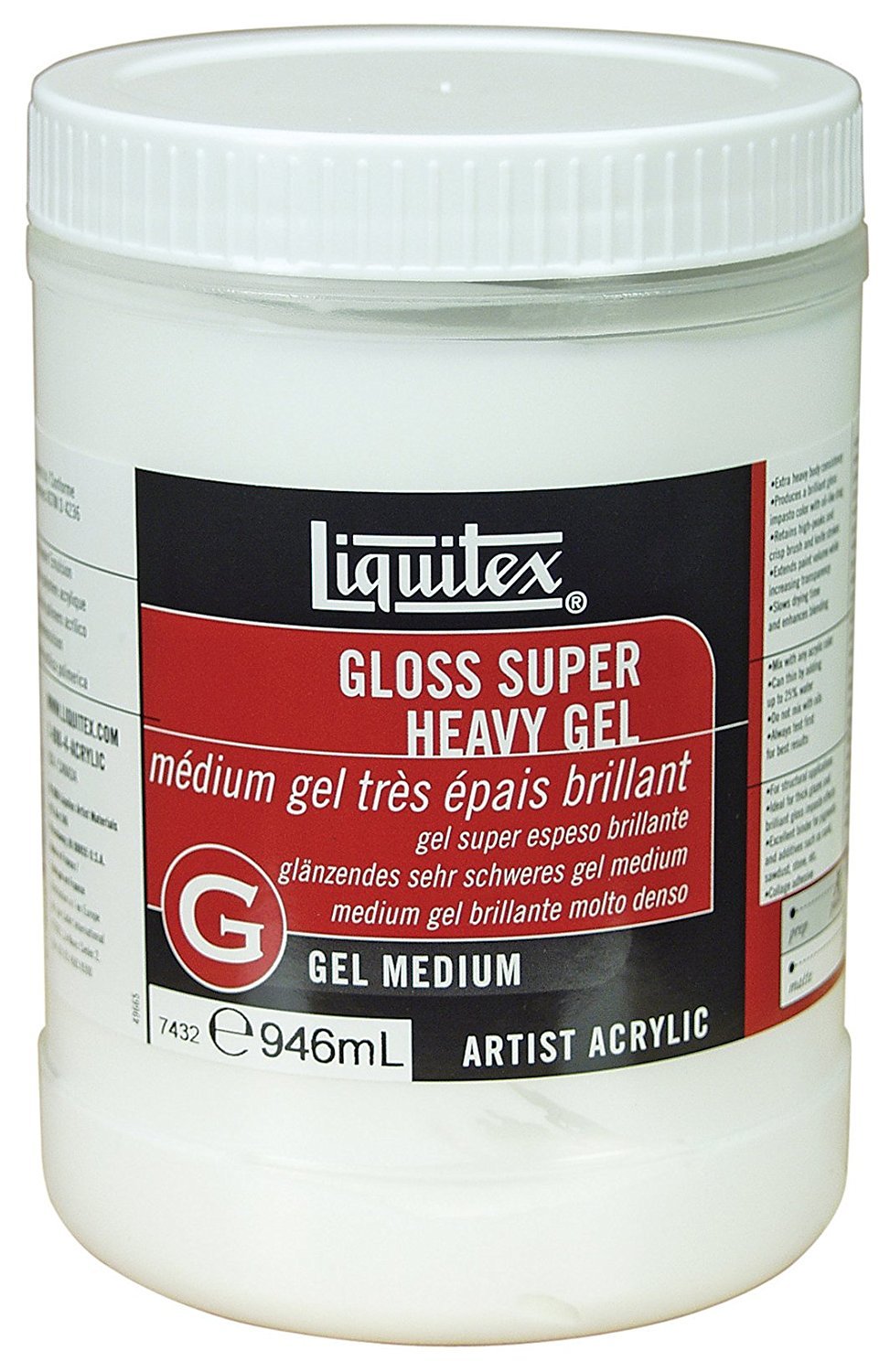 Liquitex 7432 Professional Gloss Super Heavy Gel Medium, 946 ml , White