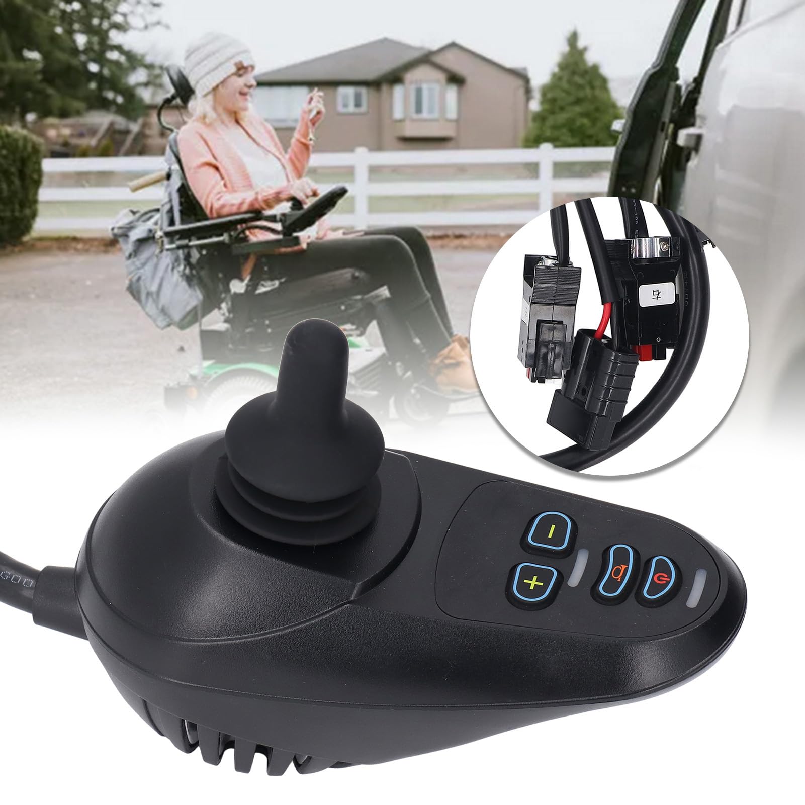 AMONIDA Joystick Do Wózka Inwalidzkiego Elektrycznego DC24V 50A Dla Użytkowników Urządzeń Ruchomych,Oferuje Ochronę Przed Przewyższeniem Prędkości I Zwarciem,Hamulec Elektromagnety