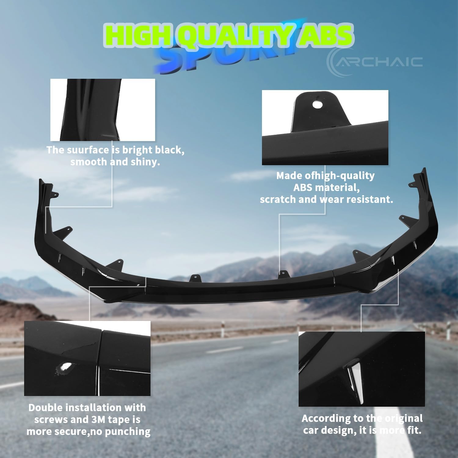 Archaic Front Bumper Lip Spoiler Compatible for 2020-2025 Toyota Corolla 4 Door Sedan [SE/XSE/Nightshade],Splitter Under Chin Spoiler Body Kit Corolla Accessories（NOT Fit LE Or XLE Model.）
