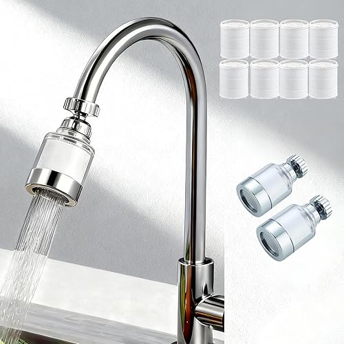 Miniatura 7 de Paquete de 3 Filtros de Agua para Grifo de Fregadero, Filtro Universal Giratorio de 360° para Fregadero de Baño, Filtro de Agua para Grifo de Cocina