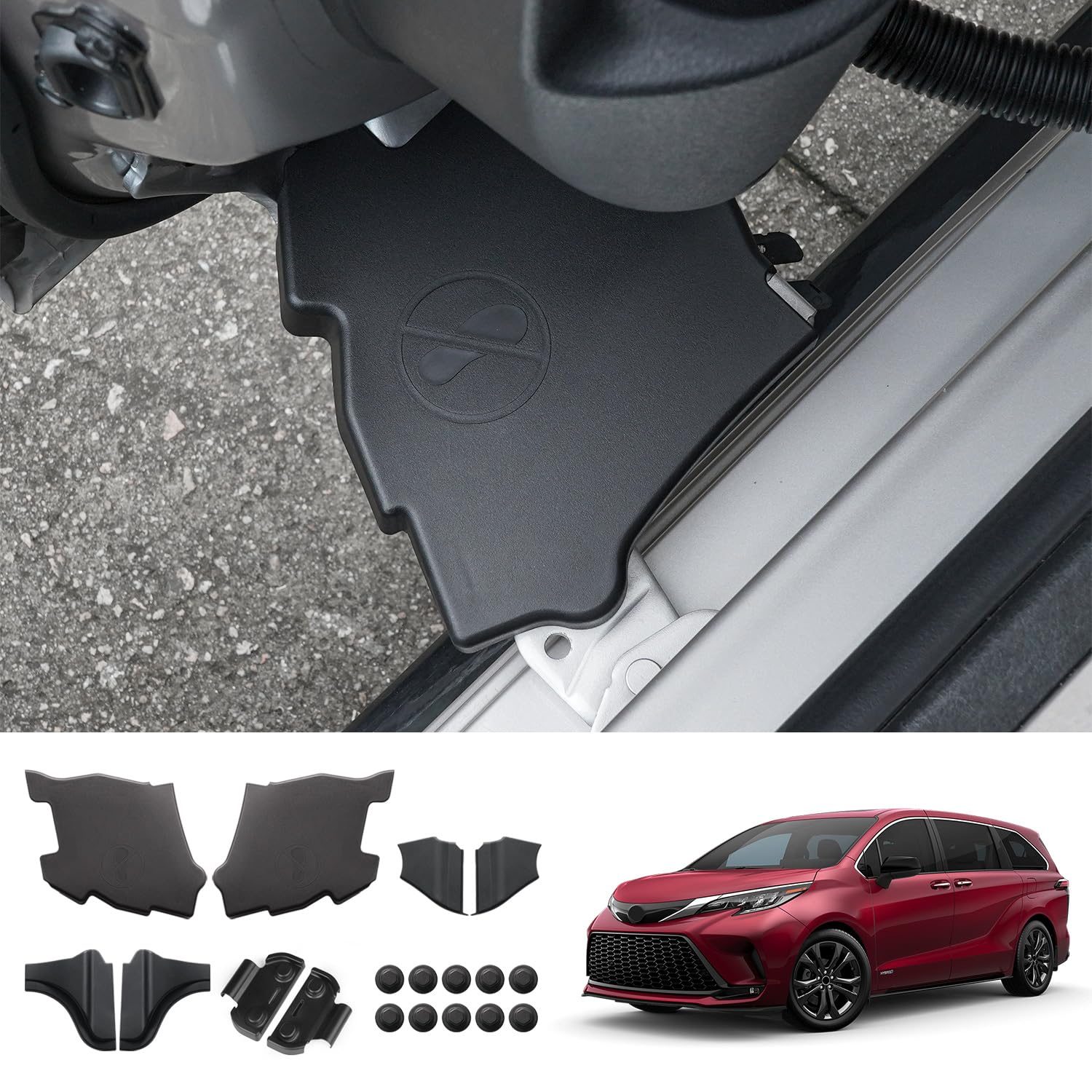 JYCDC Compatible with Toyota Sienna 2025 2024 2023 2022 2021 Protective Cover for Car Parts Middle Door Hinge Protection Cover Screw Dust Cover Decorative Accessories (Complete Set)