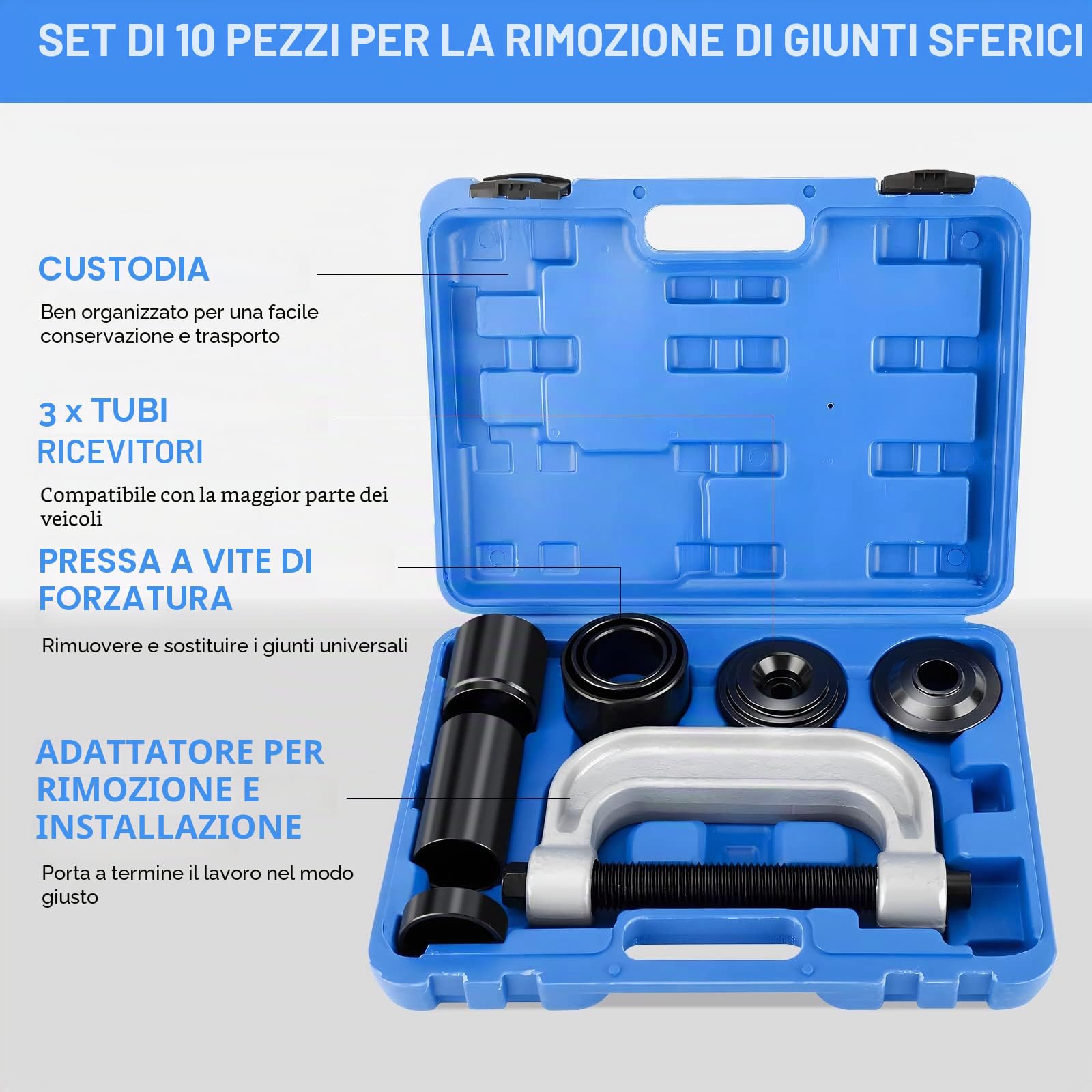 Freetec Estrattore Per Qiunti a Sfera e Giunti a Sfera Articolati, 4 in 1, Per Mozzi Ruota 4x4, Strumento Per Giunti Cardanici