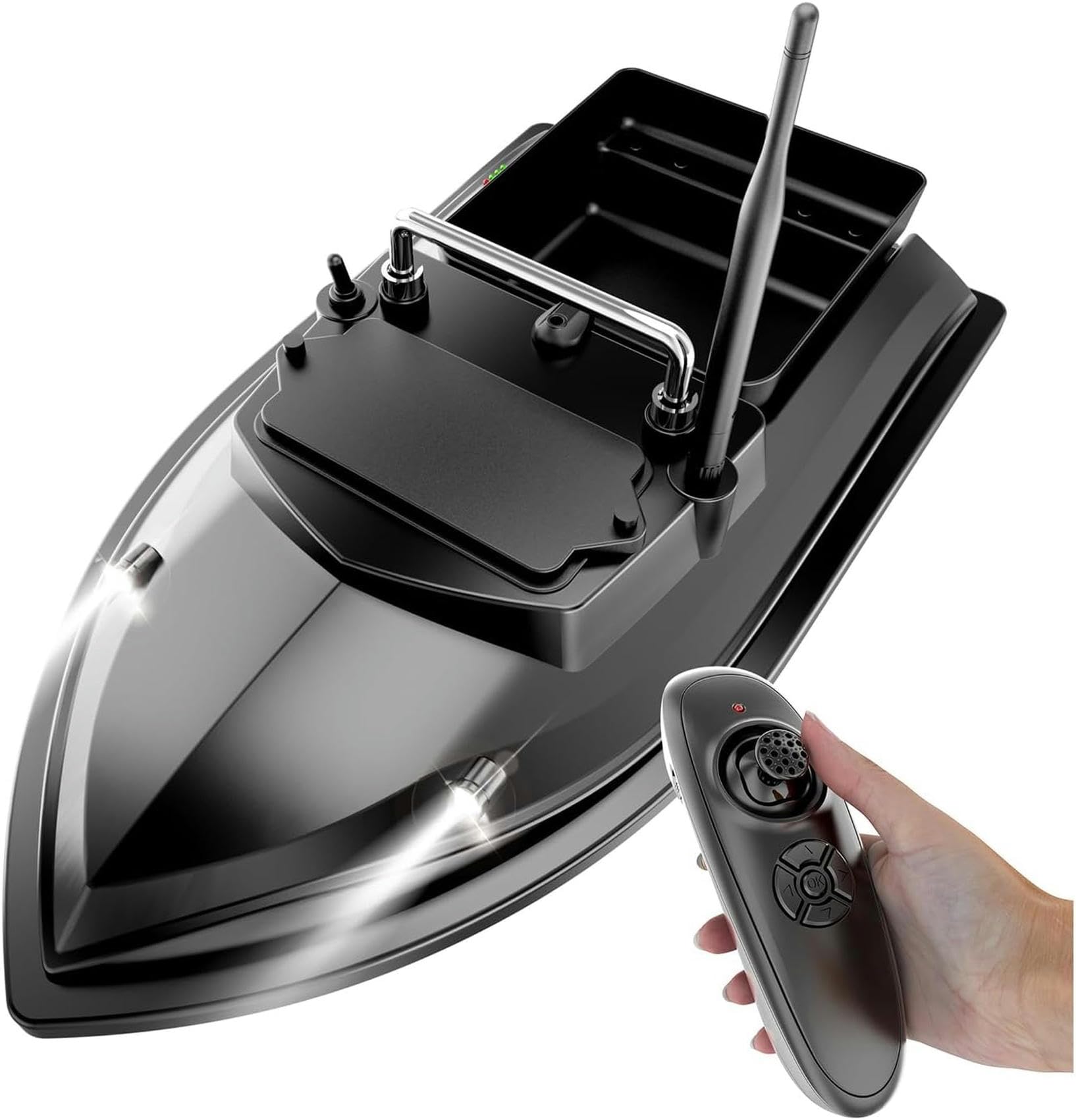 Bateau-appât de pêche télécommandé 500m à double moteur et régulateur de vitesse
