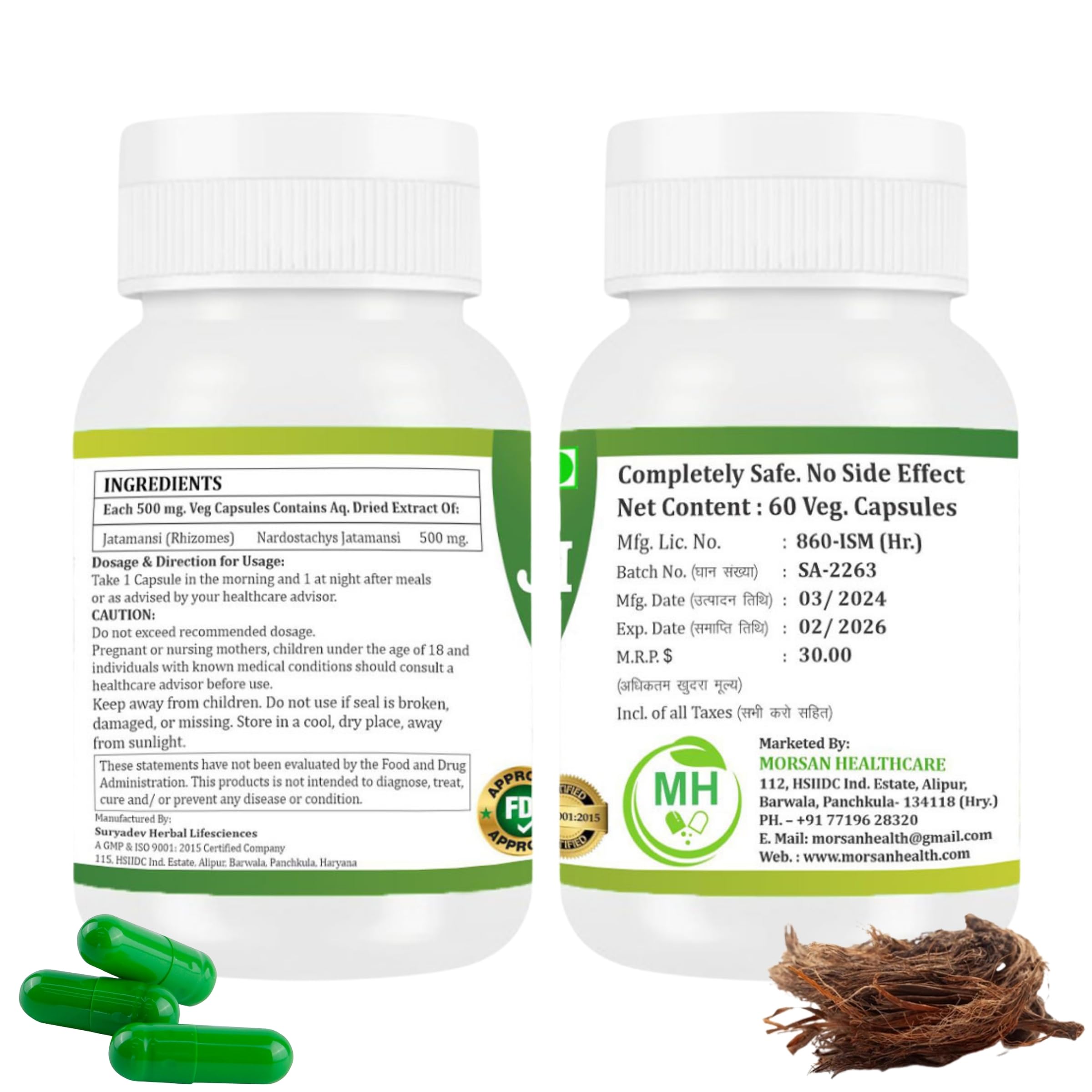 Jatamansi Capsules 500mg – 60 Count | Vegetarian | Plant-Based | Herbal Supplement | No Artificial Additives | Gluten-Free | Organic (pack of 2) — Amazon image 2