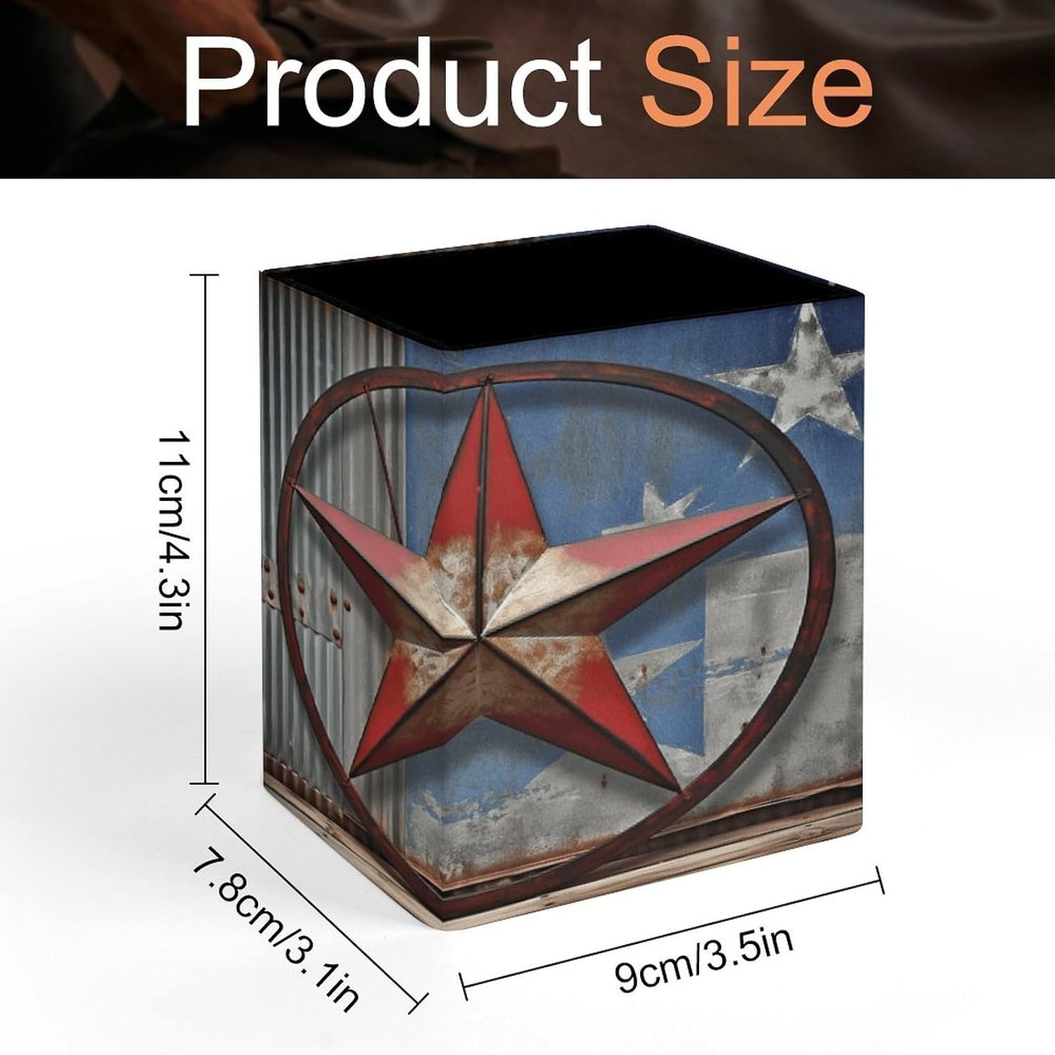 Square Pen Holder American Wastern Texas Star Desk Organizer Pencil Cup image 2