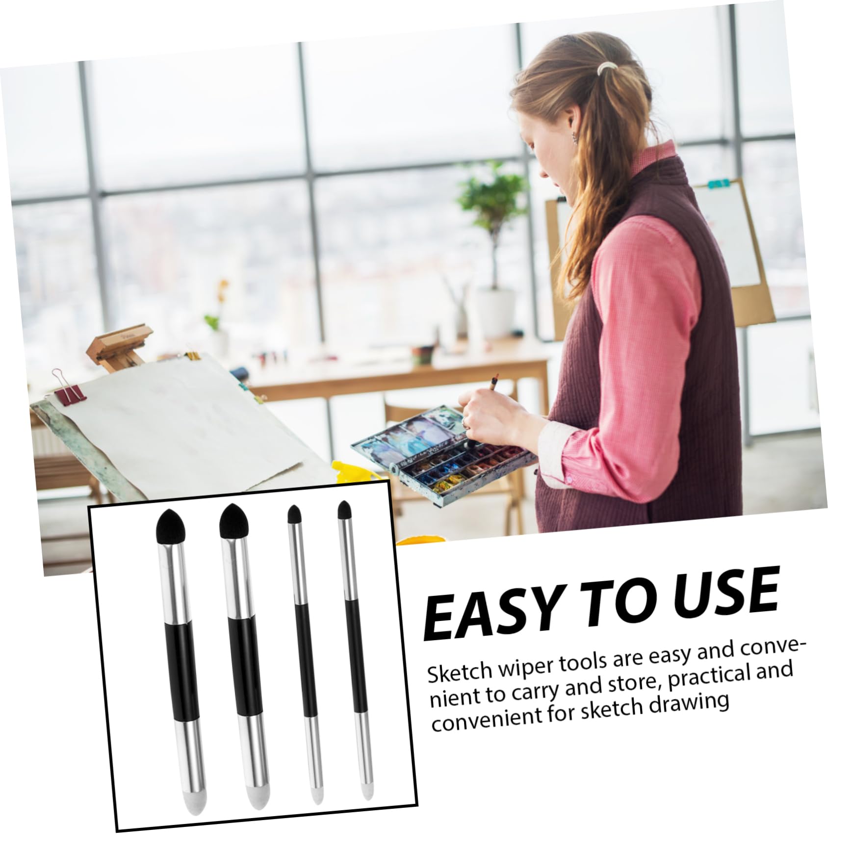 Lot de 16 Estompes Légères pour Dessin Croquis Essuyage Estompes en Papier pour Artistes