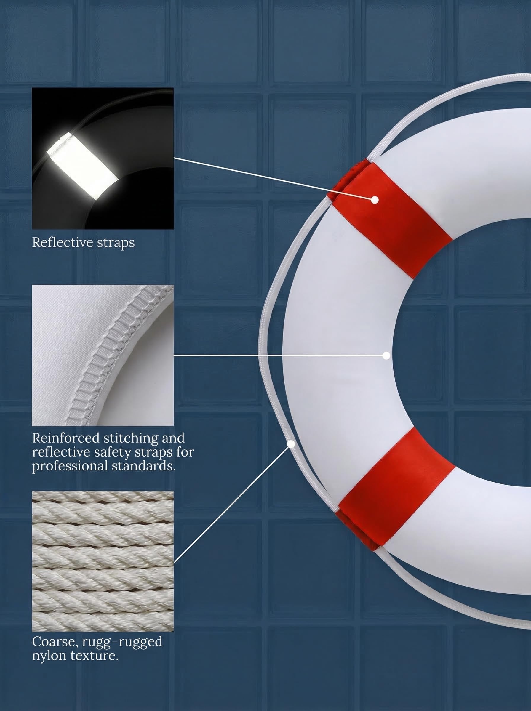 50,8 cm Pool-Sicherheits-Schwimmring für Pool, Schwimmbad, Schaumstoff-Ring, Pool-Boje, Sicherheits-Wurfringe, Rettungsschwimmer Wanddekoration