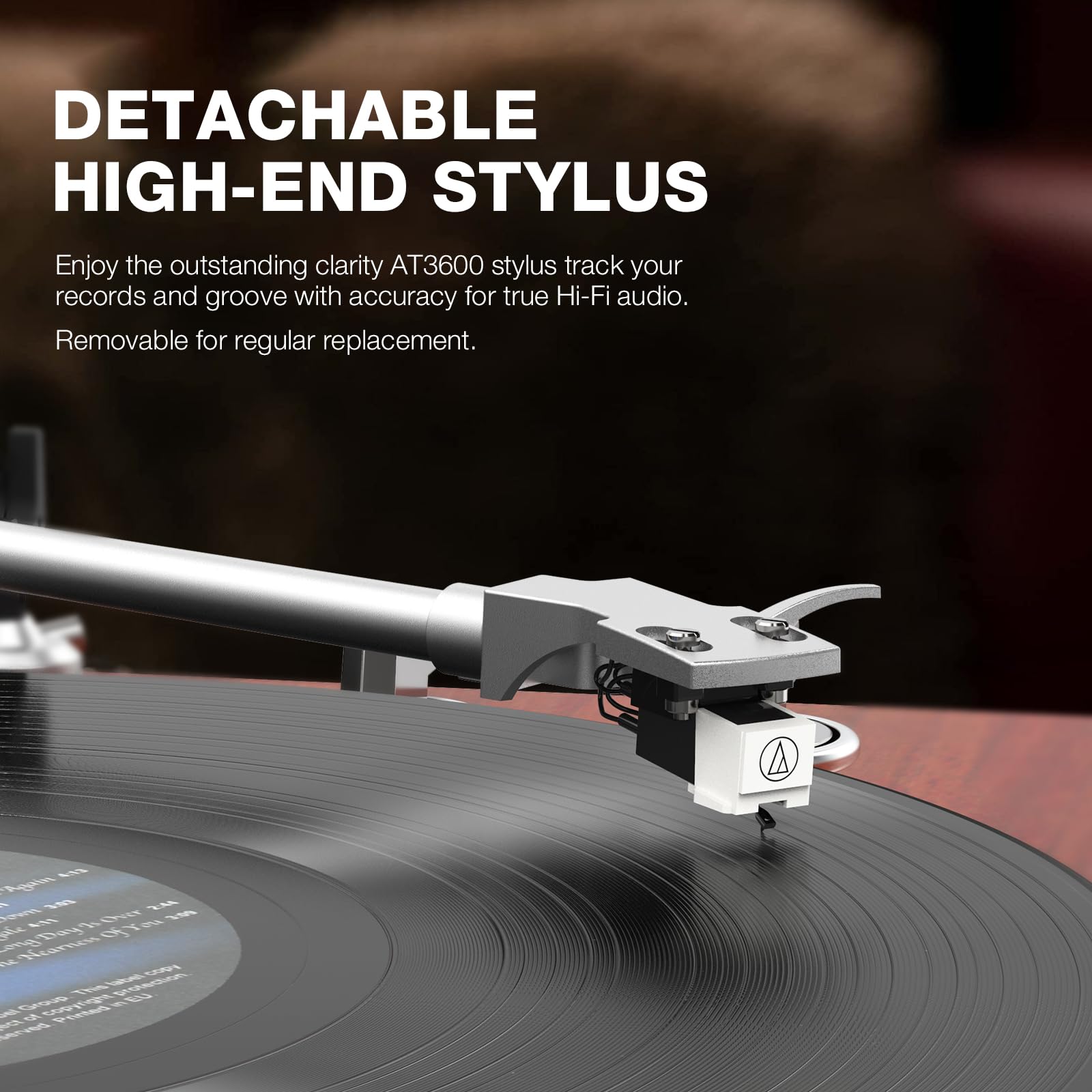 Giradischi Vinili Trasmissione a Cinghia con Connettività di Uscita Wireless, Lettore con Contrappeso Regolabile e Cartuccia Magnetica e 2 Velocità 33/45 RPM, Conversione USB, Linea Fono