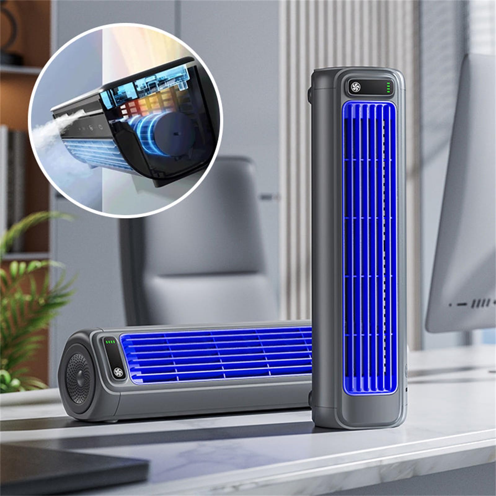 MEIION libiyi cooling ace 2.0 Tragbarer Luftkühler, 3 Geschwindigkeiten Leiser Wandventilator für Schlafzimmer und Büro, wiederaufladbar