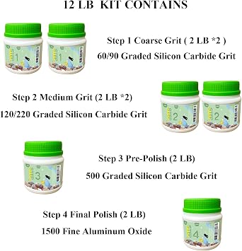 12 LBS Rock Tumbler Grit Set, Rock Tumbler Grit Refill Kit,4-Steps Supplies for Tumbling and Polishing Stones and Gems