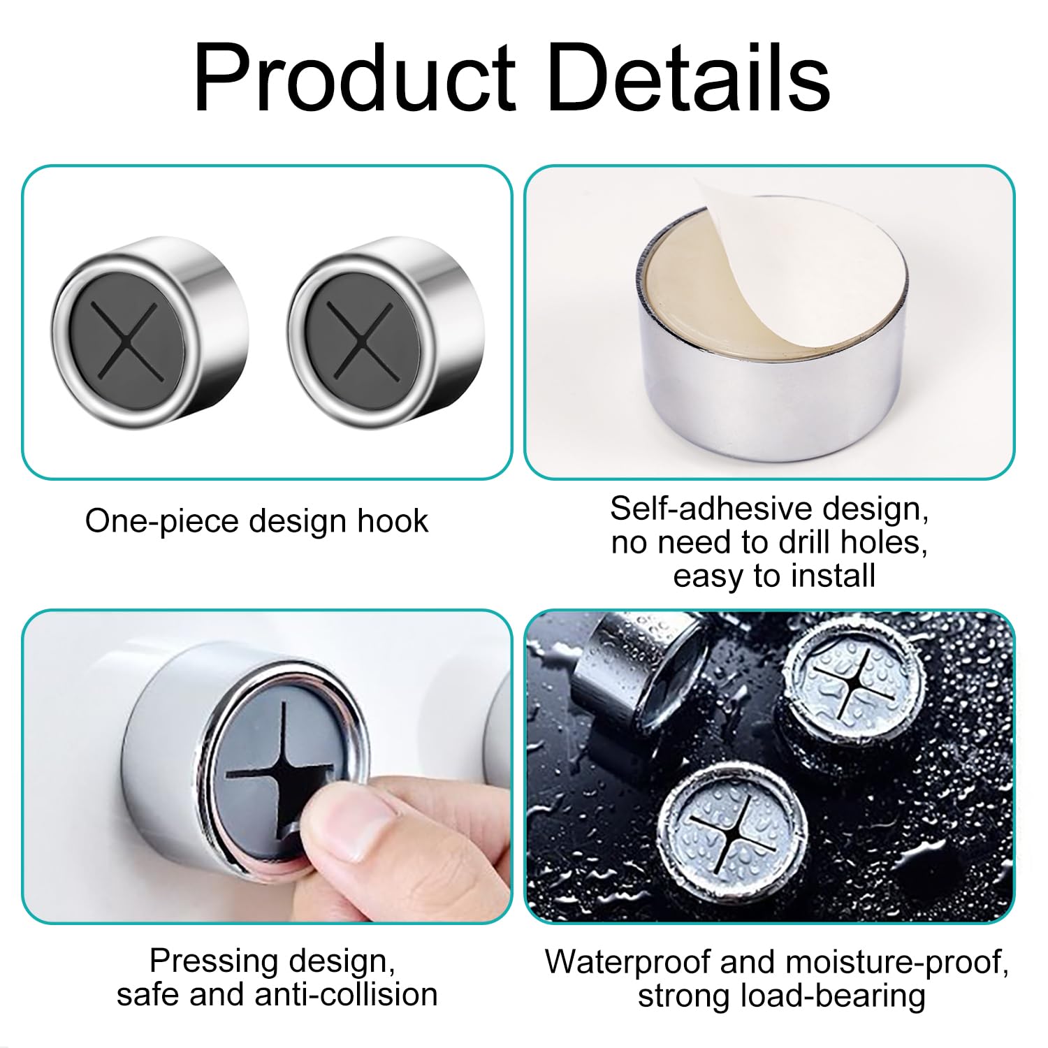 Porta Strofinacci Da Cucina - 4 Pezzi Con Gancio Adesivo, Senza Foratura, Per Cucina E Bagno