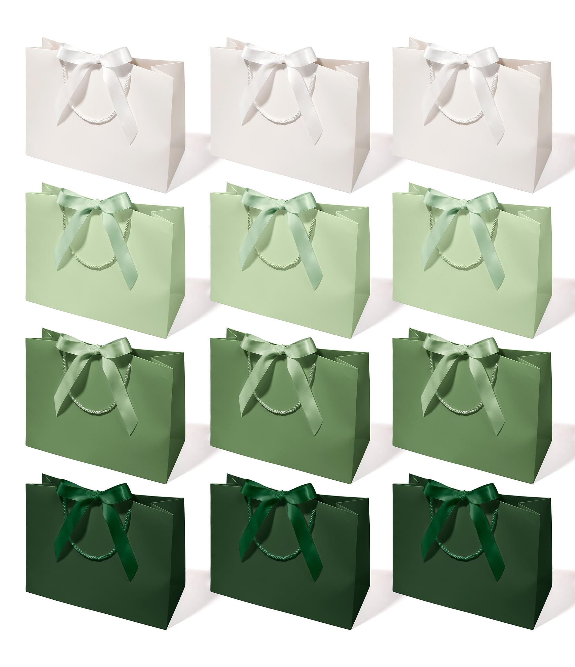 Vitalizart Large Gift Bags With Handles & Bows, Green Series 12-Piece Set — image 1