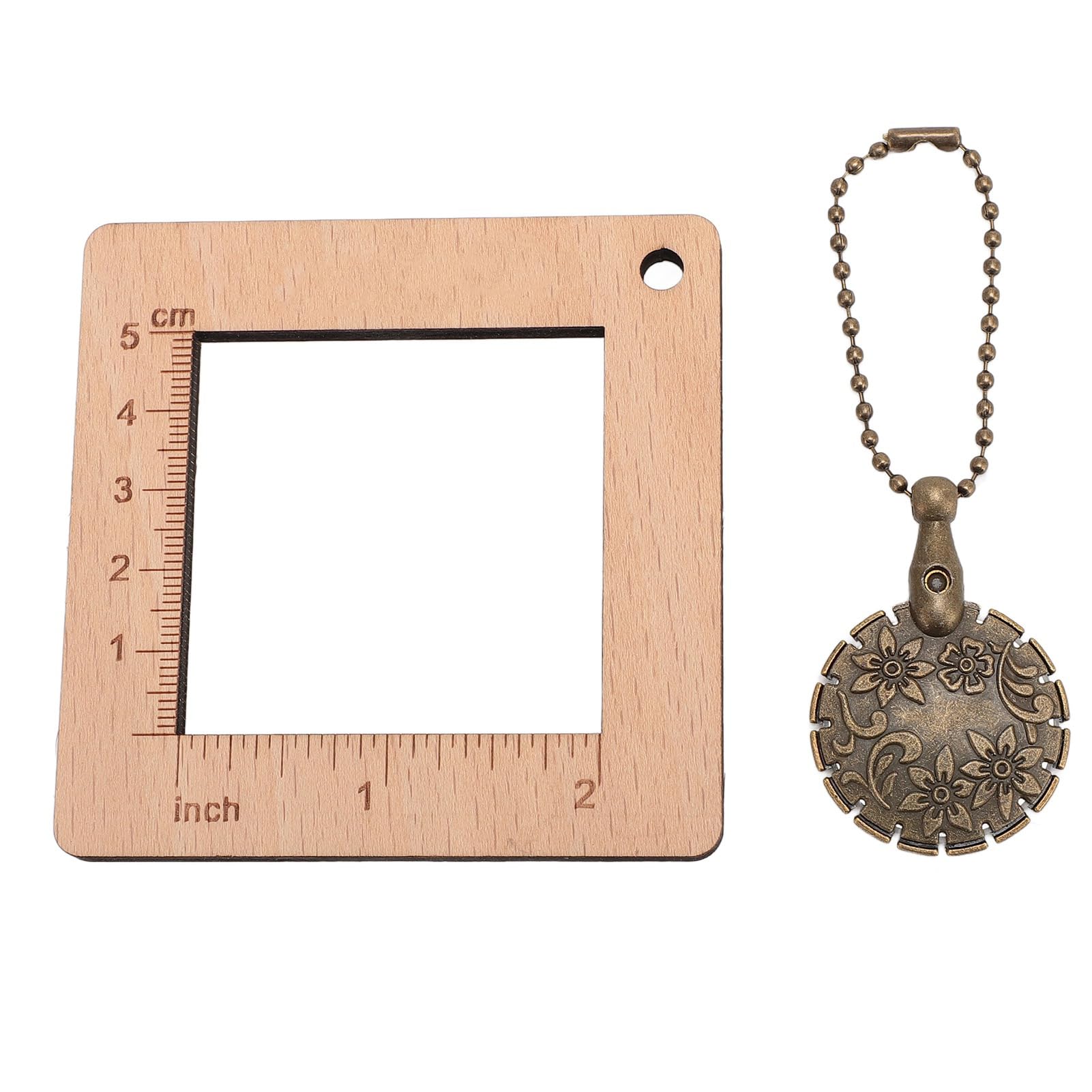 Respicefinem Wood Knitting Ruler with Yarn Cutter Square Sewing Density Gauge Sweater Scarf Weaving Tool for Home Use Made of Beech Wood and Copper Suitable for Most Scenes