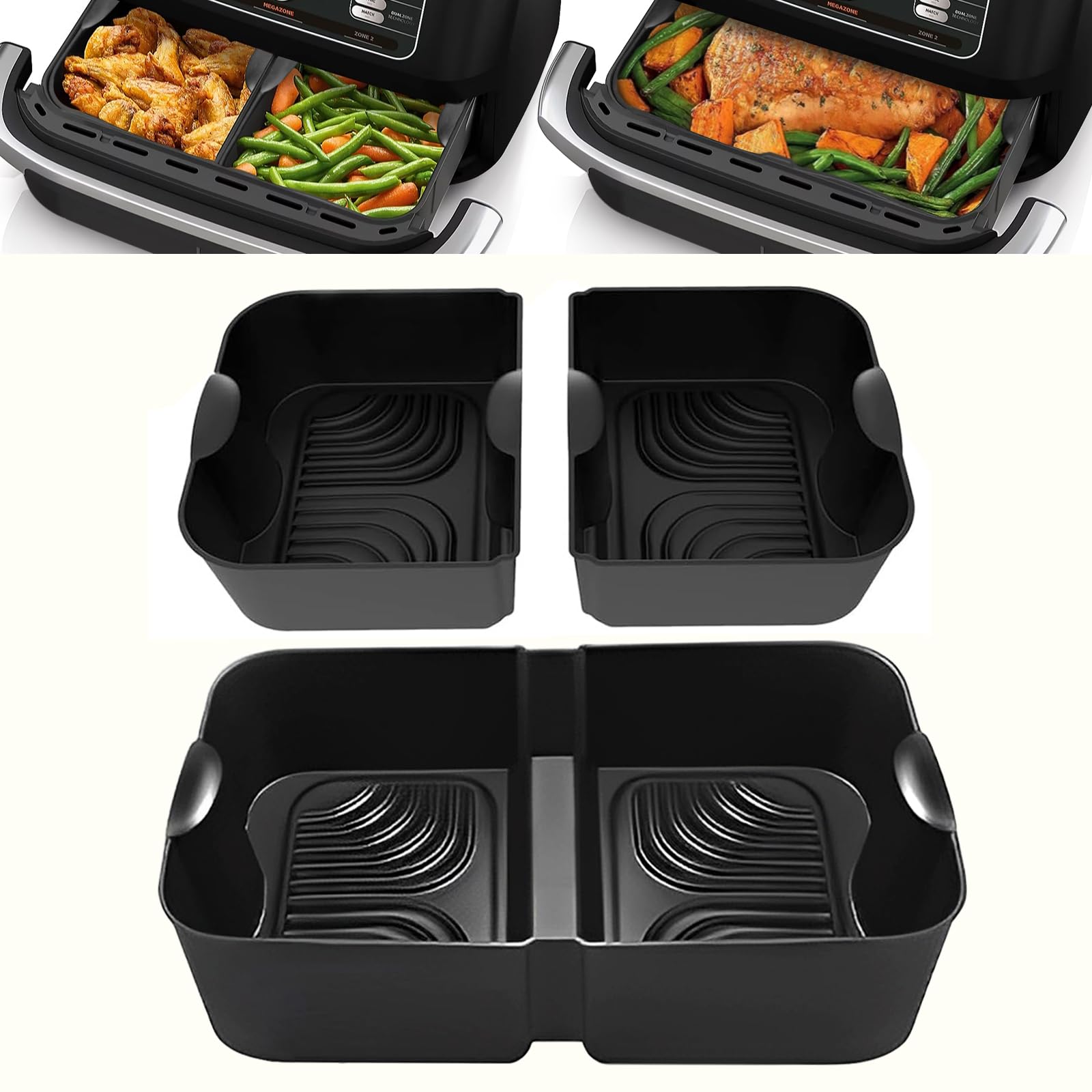 Heißluftfritteuse Zubehör Set Für Ninja Foodi Flexdrawer AF500EU – Wiederverwendbare Silikon-Einsätze & Backformen