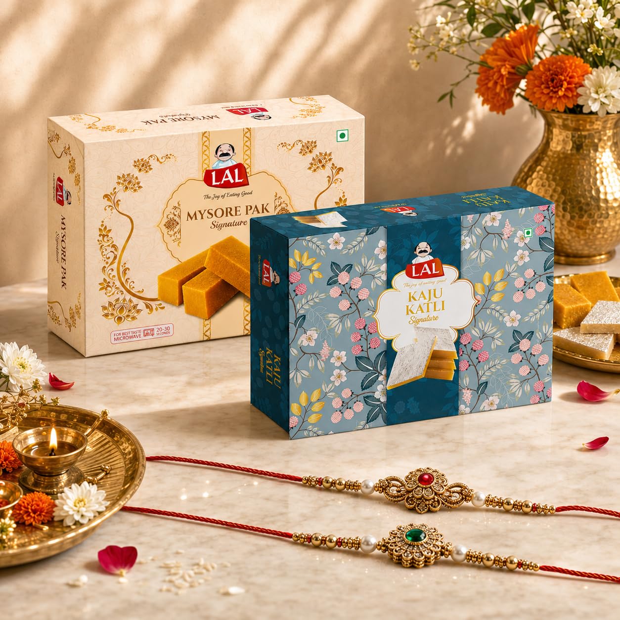 Lal Sweets Combo Pack of Mysore Pak Signature 400g and Kaju Katli 400g Gift Pack | Indian Sweets | Mysore Pak | | Desi Cow Ghee Sweet | Mithai Box-image-13
