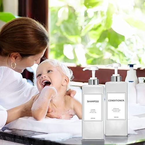 Miniatura 6 de Modern Silver - Dispensador de champú y acondicionador (21 onzas, paquete de 3) botellas de plástico rellenables para ducha vacías con bomba para