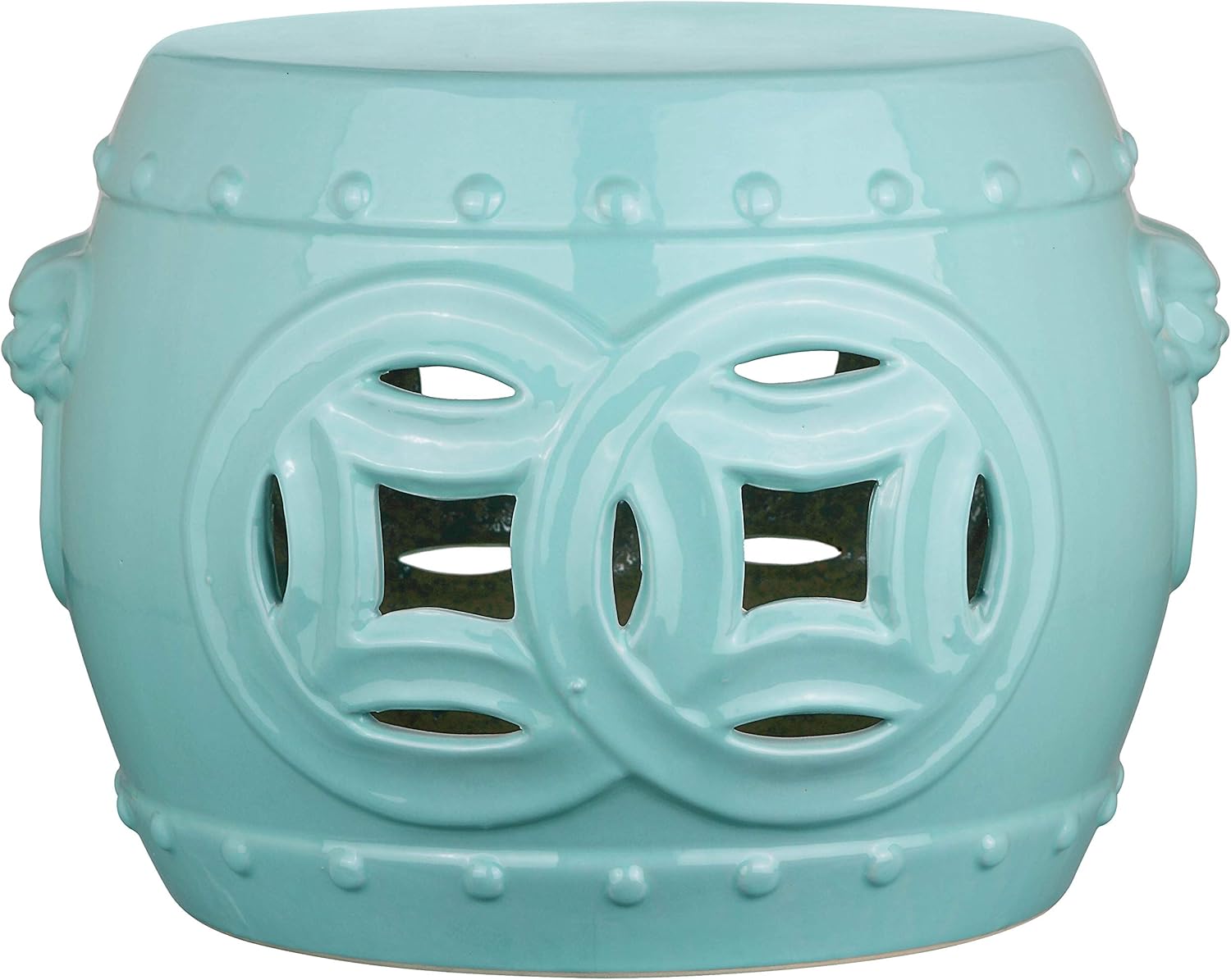 Safavieh Mei Double Coin Ceramic Decorative Garden Stool, Light Blue