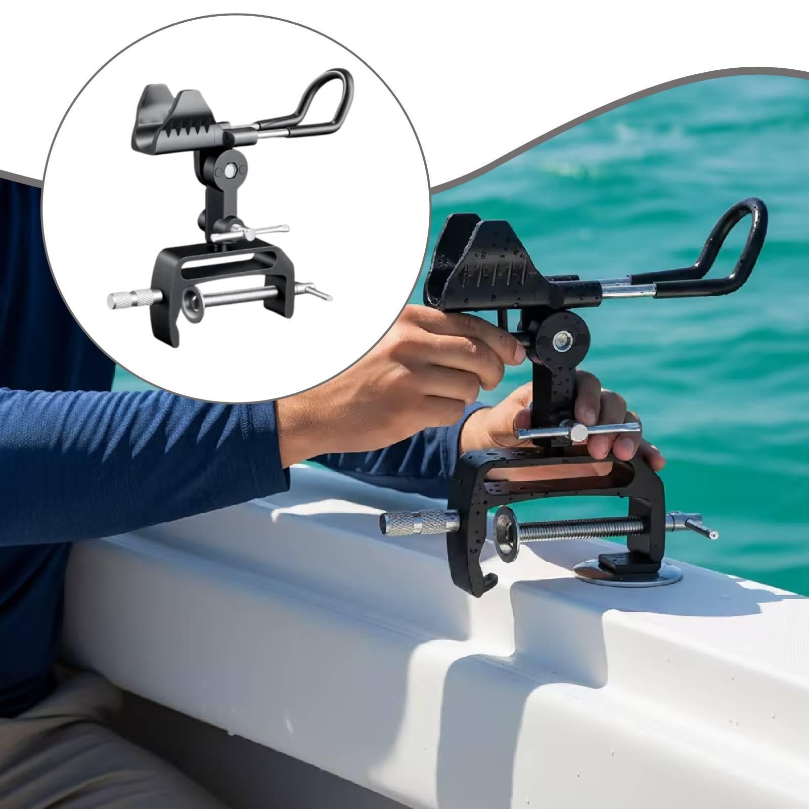 rockible 2 Pièces Dispositif de Support Canne à Pêche Bateau Aluminium Alliage Clamp Rotatif Réglable Installation Rapide Adapté pour Pêche en Plein Air