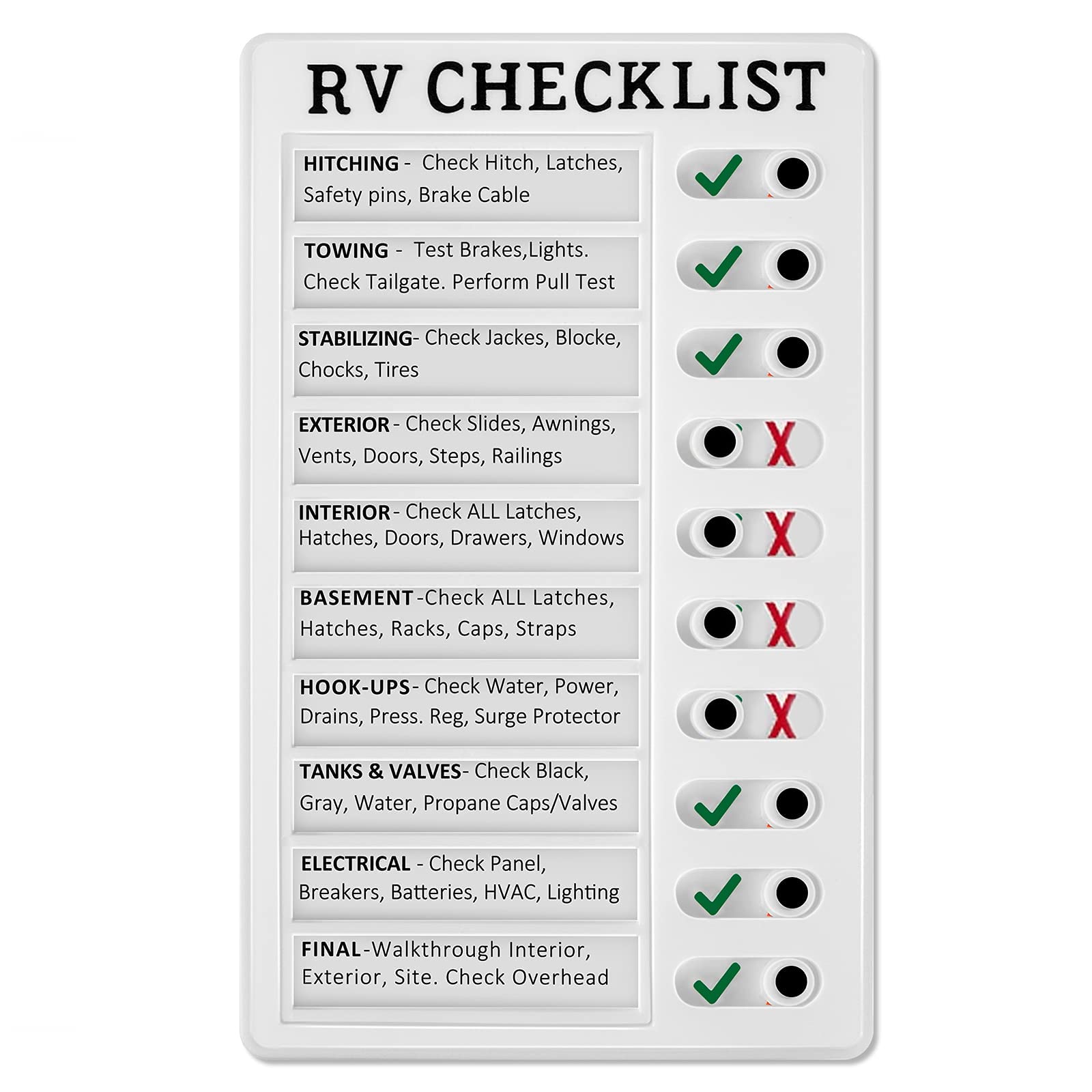 Wangcl White Portable Memo Board Reusable Plastic Rv Checklist Daily Affairs Checklist Board With Slider For Home Travel Planning Reminder Daily Affairs List