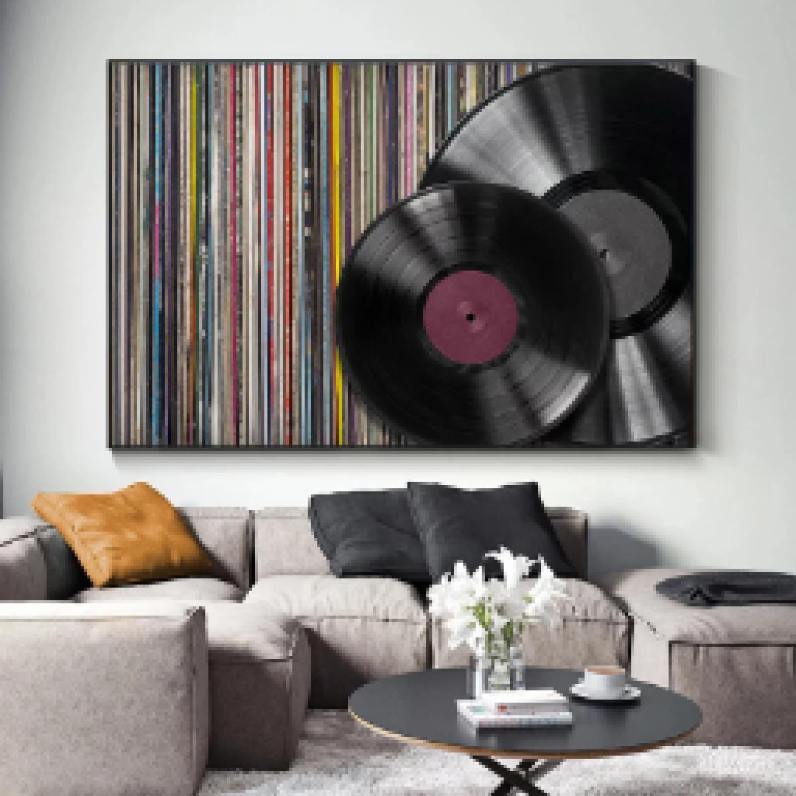 XINBAO Kolekcja albumów graffiti vintage płyta winylowa płótno mural obraz sztuka ścienna plakaty muzyczne wydruki muzyczne obrazy do dekoracji domu 60 x 80 cm bez ramy