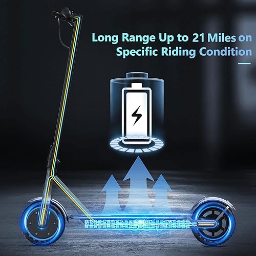 Vista 45 de VOLPAM Electric Scooter, 350W/500W Powerful Motor, 8.5"/10" Solid Tires, 19/22Mph, 28/23/21/16 Miles Max Range, Dual Braking