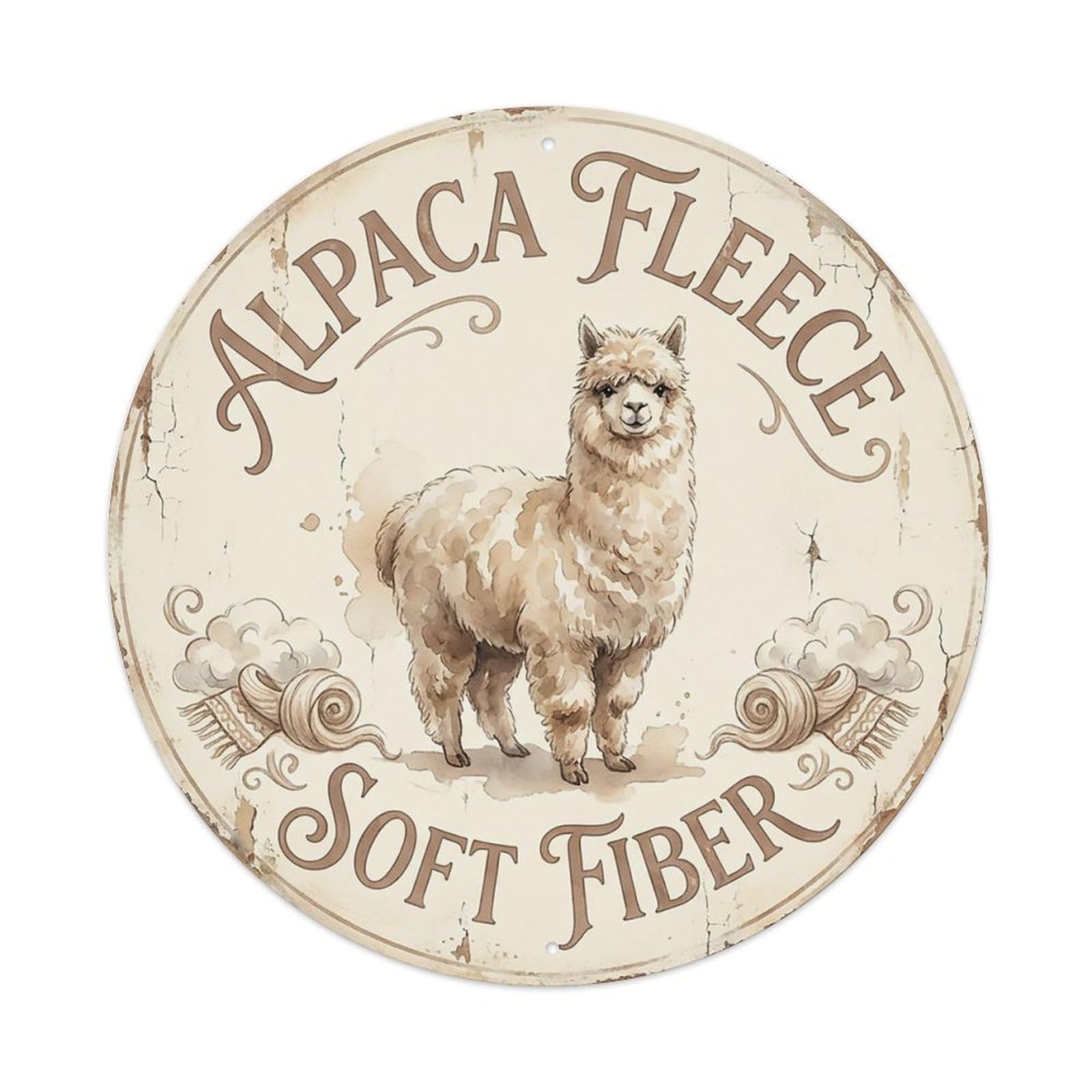 Odgynaw 8X8inch(20X20cm) Alpaca Fleece Soft Fiber Metal Tin Sign