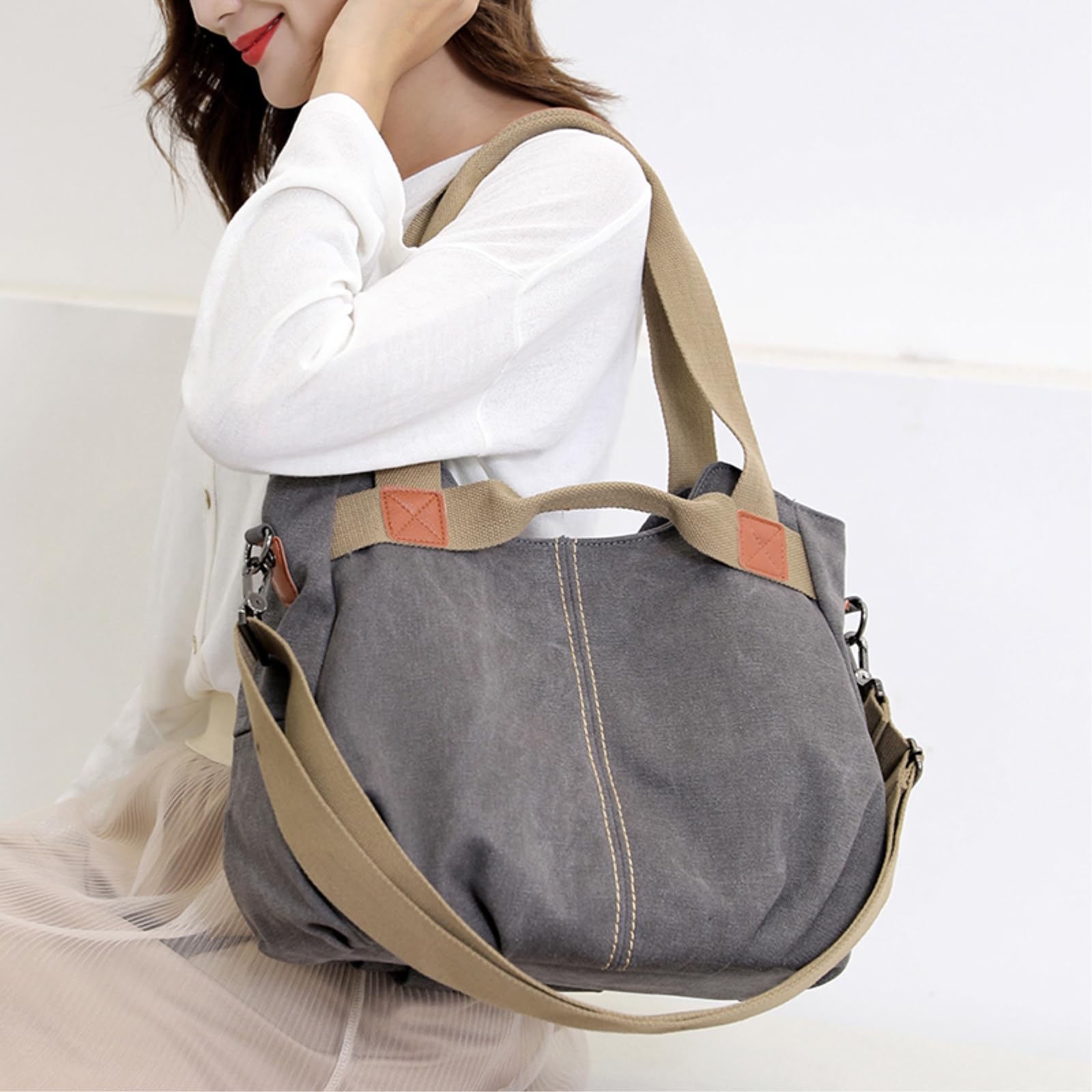 Borse Donna Borsa Hobo in Tela Donne A Spalla Femminile di Grande capacità per Il Tempo Libero Fine Settimana Viaggio All'aperto Colori-Blue