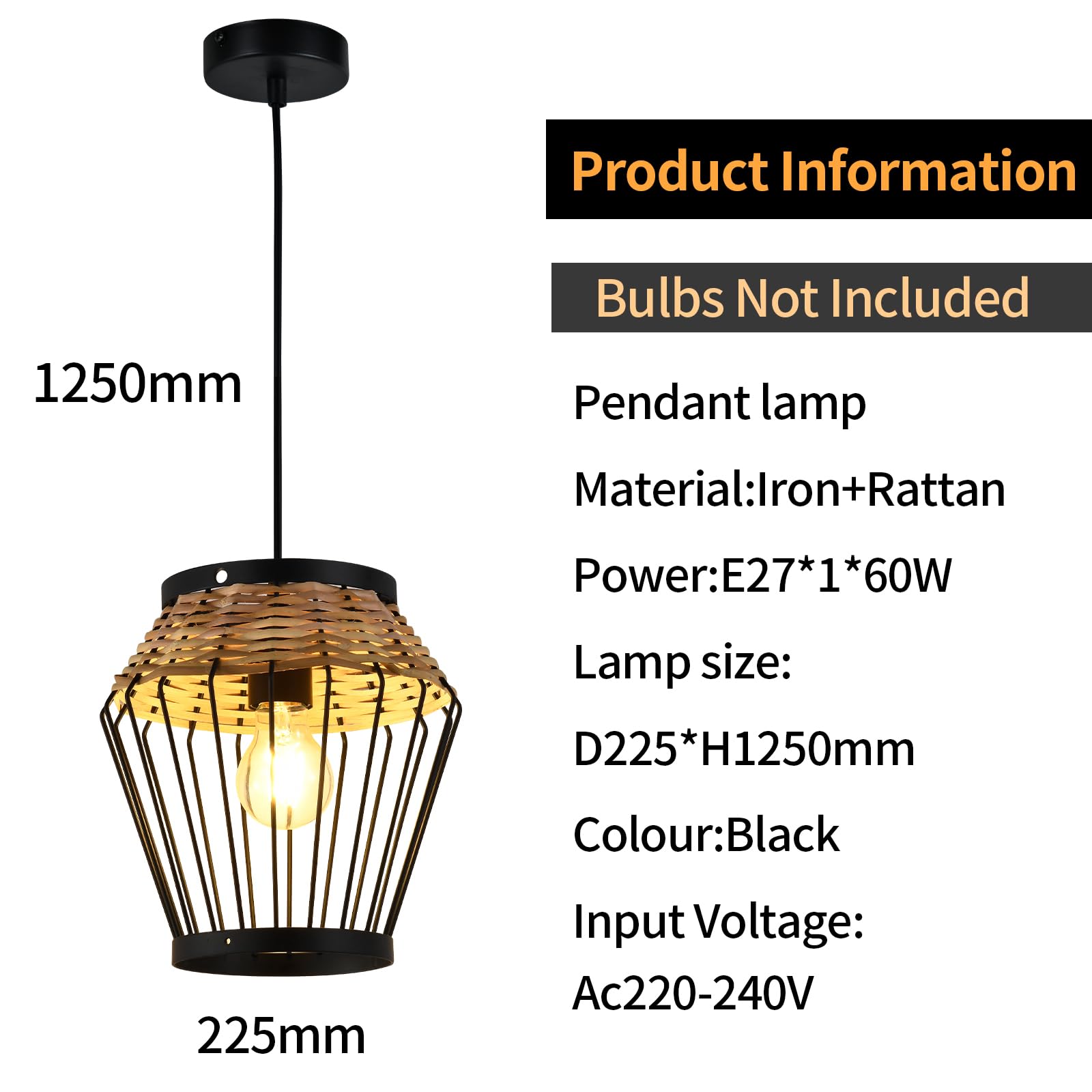LQWELL E27 Hängelampe Schwarz Retro Pendellampe Höhenverstellbar