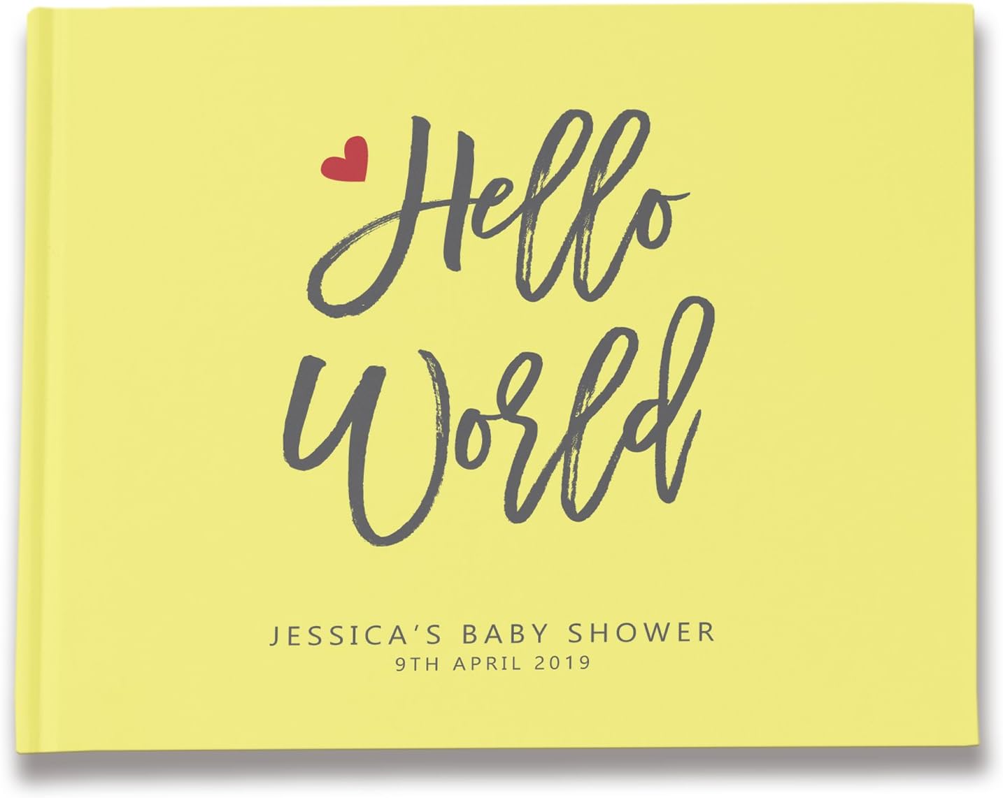 Paper Bound Love Hello World Yellow Baby Shower Guest Book, Personalized Baby Shower Book, Color Choices Available