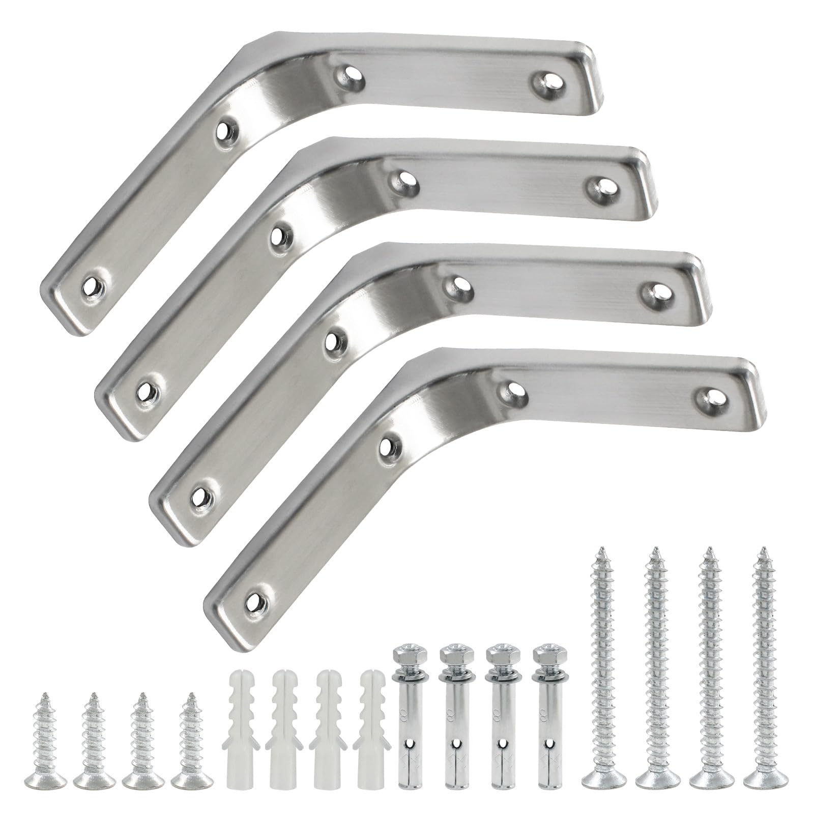 Cjueiom 4 Pcs 4 Inch Brushed Shelf Bracket, L Shaped Bracket, Angle Brackets Heavy Duty for Bookshelf Table Furniture Window Wall Wood Board, 100mm*100mm - Image 2