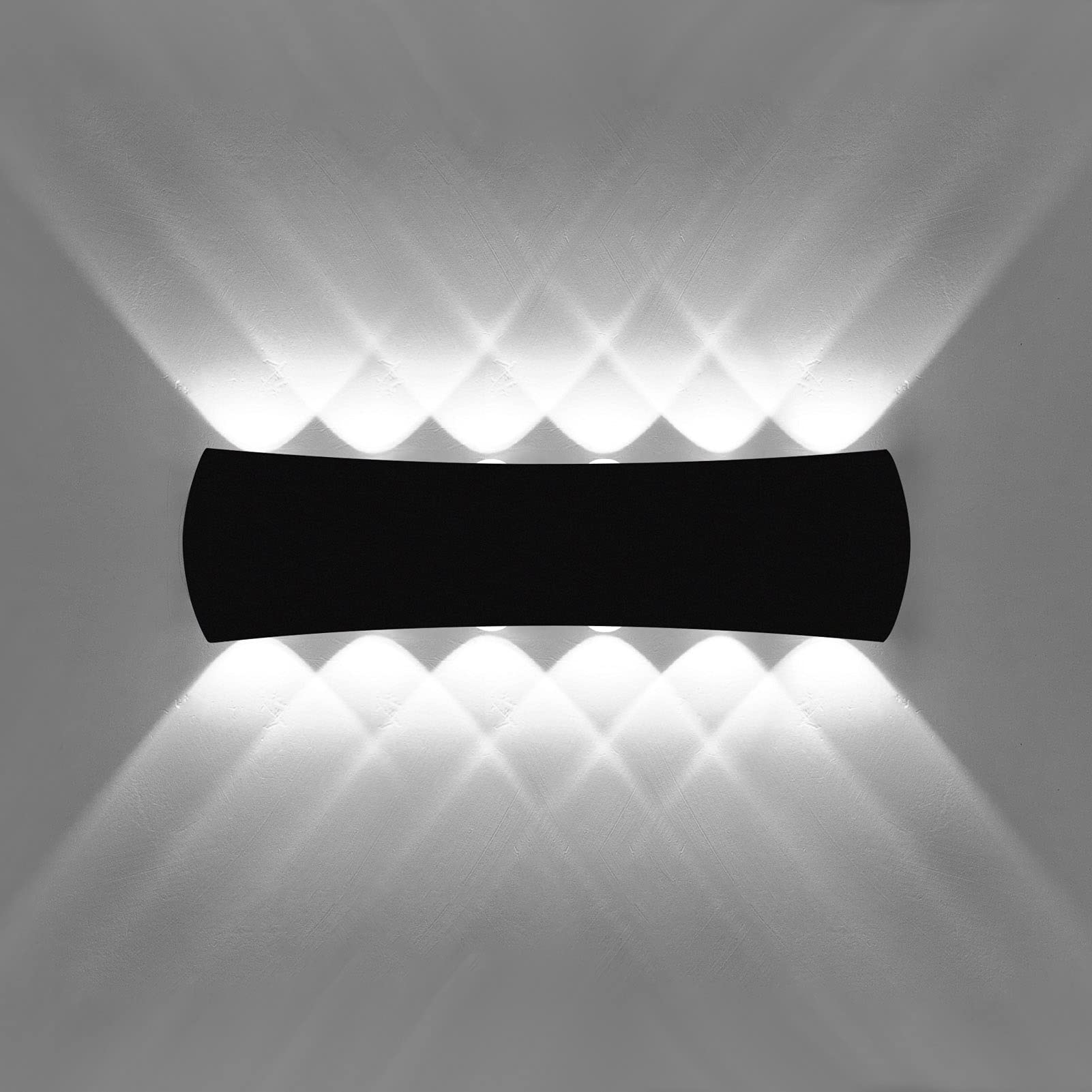 KAWELL12W Modern Wall Lamp LED Wall Light Up Down Aluminum Wall Wash Light Indoor Outdoor Waterproof IP65 for Bathroom Porch Bedroom Corridor Living Room Stairs Hallway, Black 6000K
