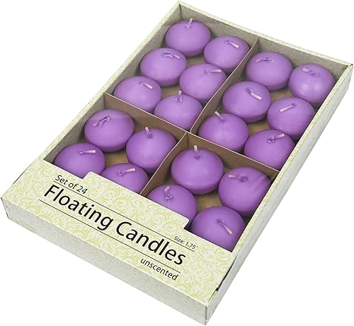 Miniatura 8 de Zest Candle Velas flotantes de 24 piezas, 1.75 pulgadas, morado