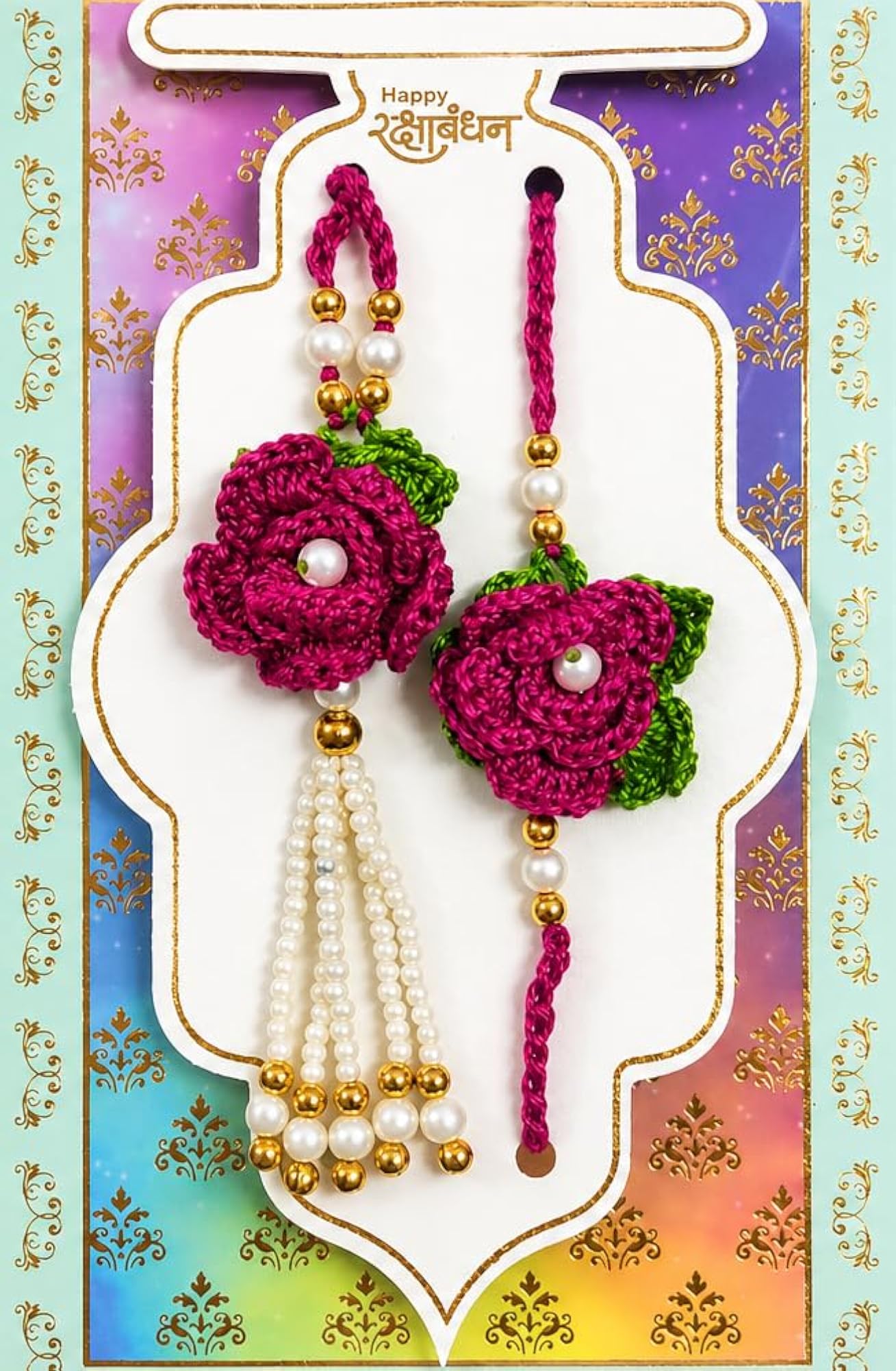 Handmade Crochet Cotton Rakhi and Lumba Set