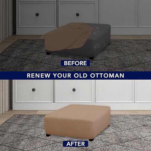 Vista 30 de PureFit Funda otomana rectangular de ajuste suave superelástica, para taburete de pies y muebles de almacenamiento plegables para sala de estar